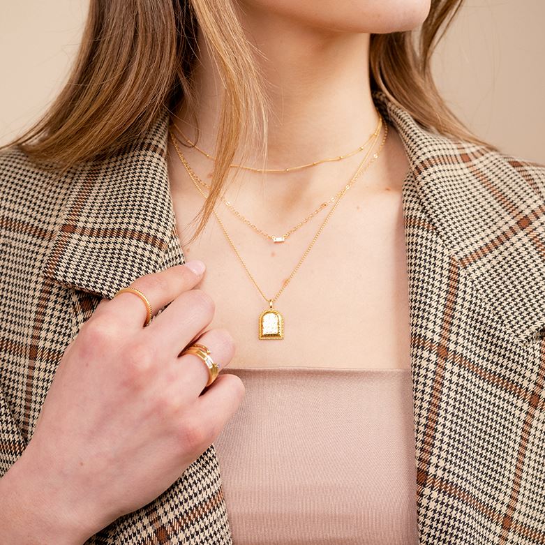 Beaded Choker, Baguette and Beaded Arch Necklace by Katie Dean Jewelry, minimal layering necklaces square