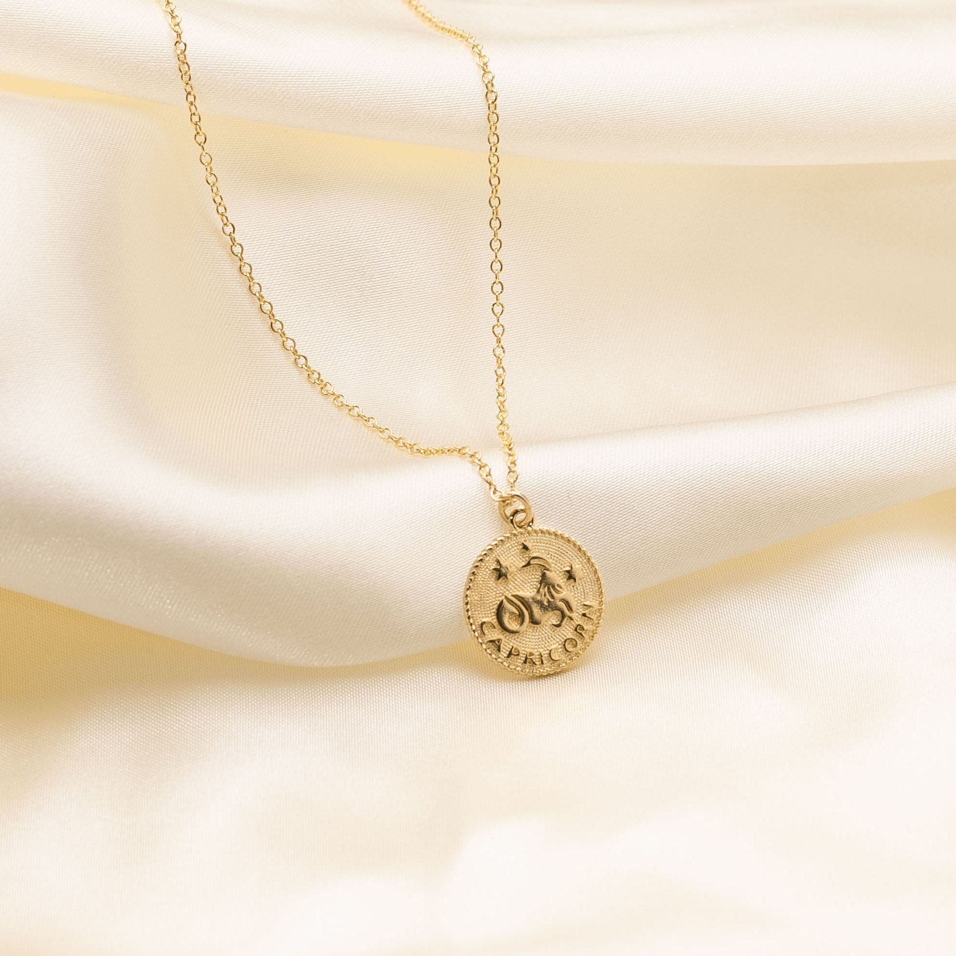 Capricorn Zodiac Necklace, Capricorn season goes from Dec 22-Jan 19, each piece is made in America by Katie Dean Jewelry.