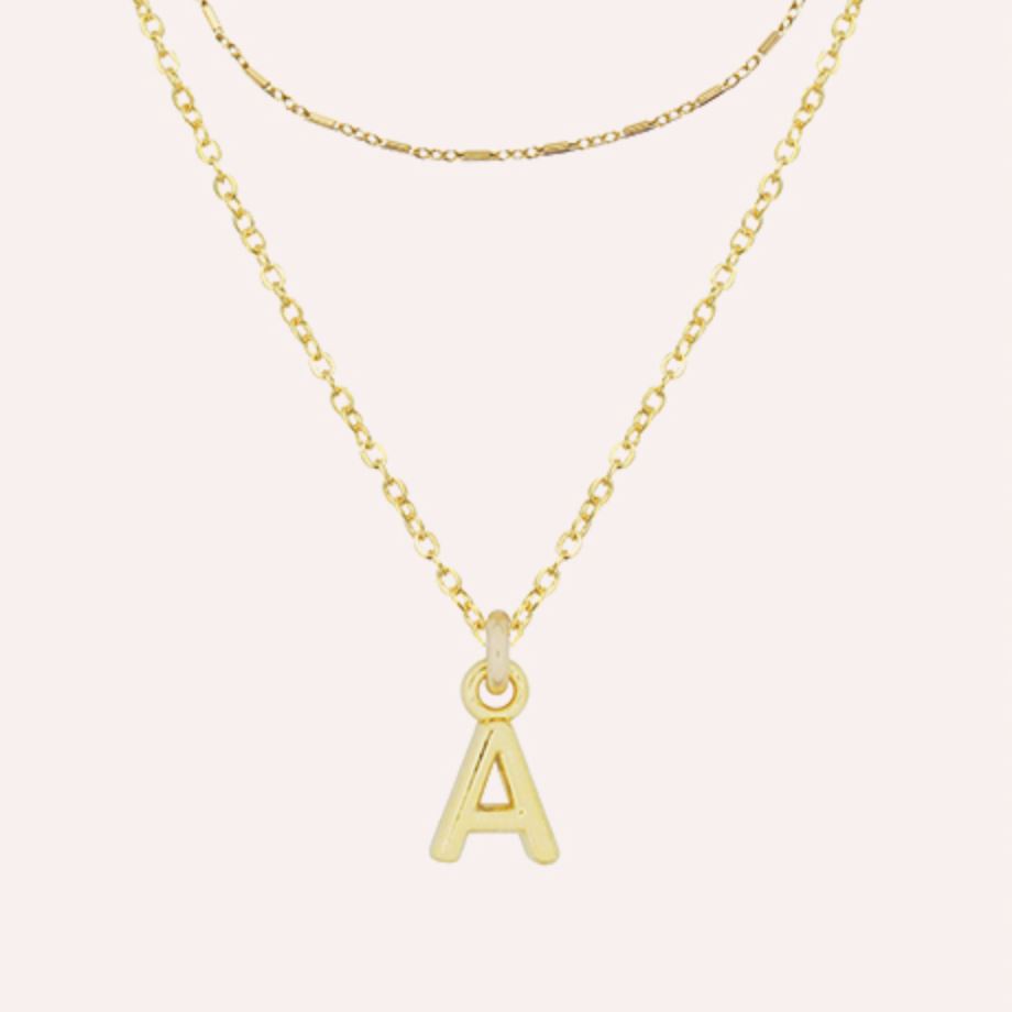 Dainty gold Personalized Initial Necklace Set by Katie Dean Jewelry, handmade in America