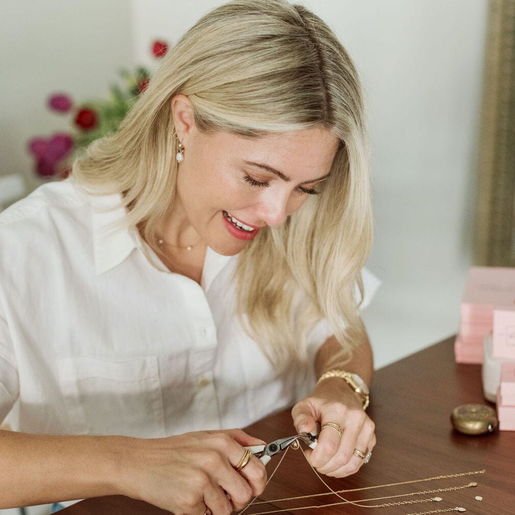 Founder and designer of Katie Dean Jewelry based in Clearwater Florida making dainty minimalist inspired gold jewelry in America KDJ0171 squarejpg 6a35ff4a 1241 435a 9993