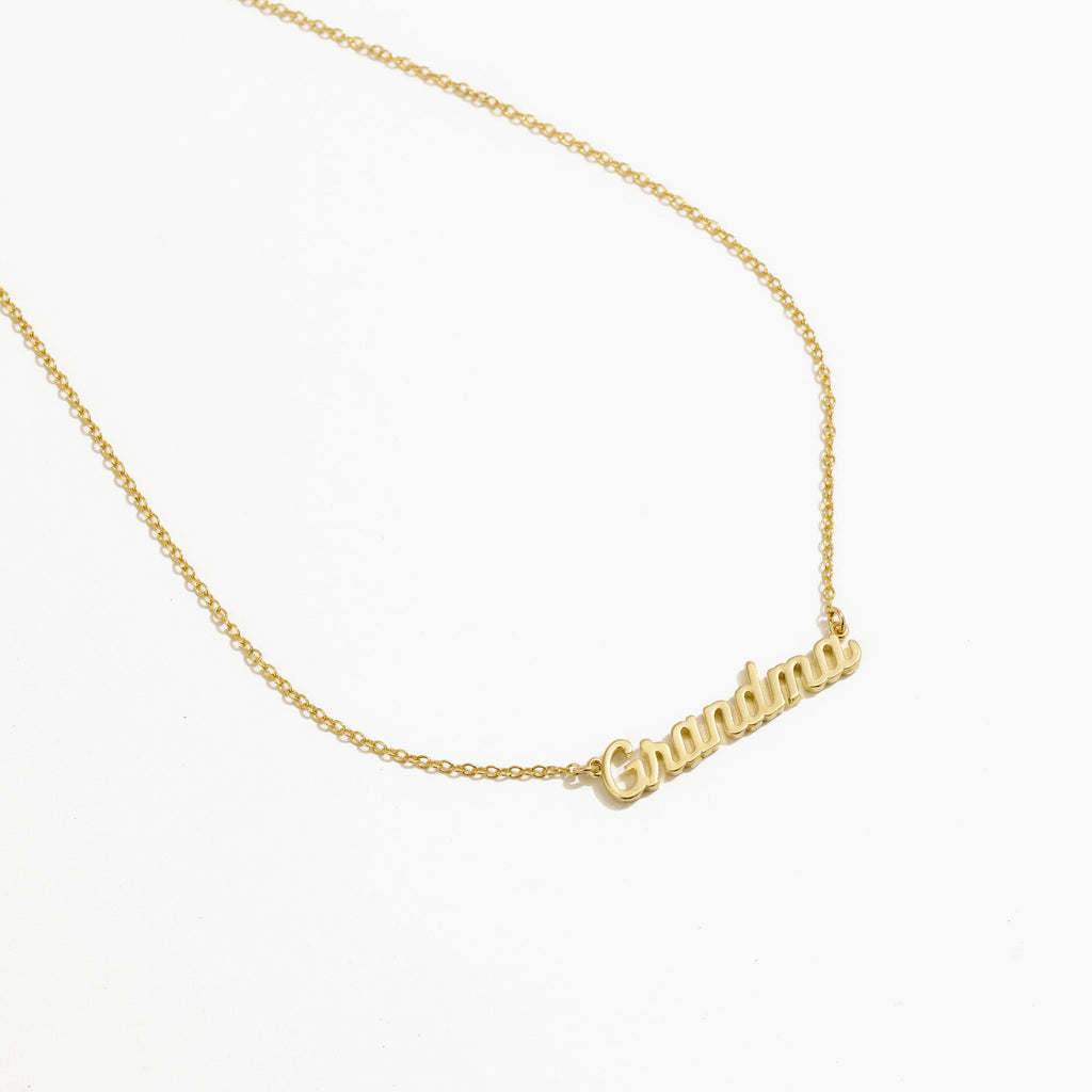 Gold dainty Grandma Necklace made in America by Katie Dean Jewelry