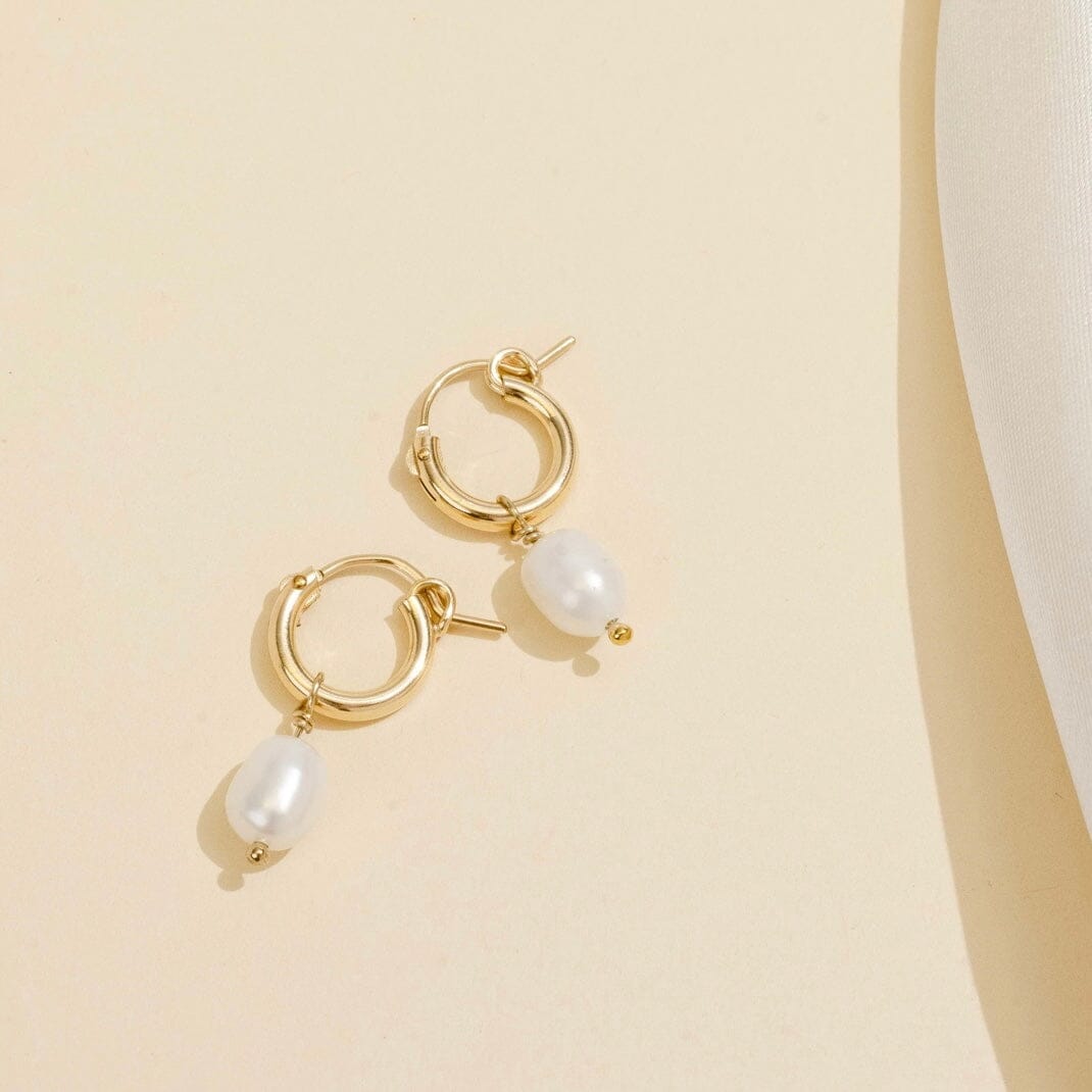 Pearl Hoops made in America by Katie Dean Jewelry