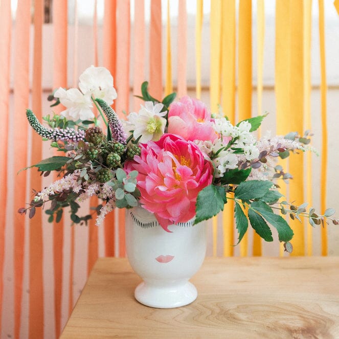 Floral arrangement from the Galentine's Party Inspiration blogpost by Katie Dean Jewelry
