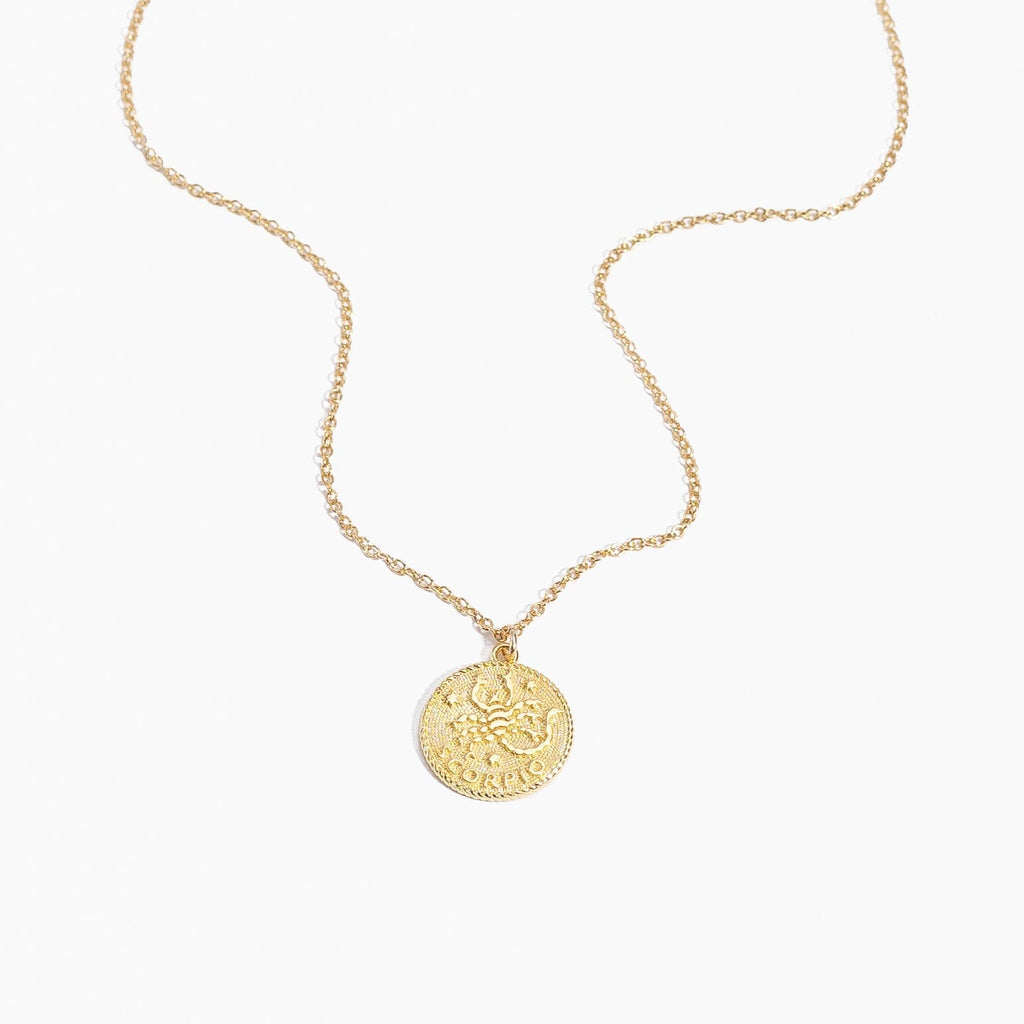 Gold minimalist Scorpio Zodiac Necklace made in America by Katie Dean Jewelry