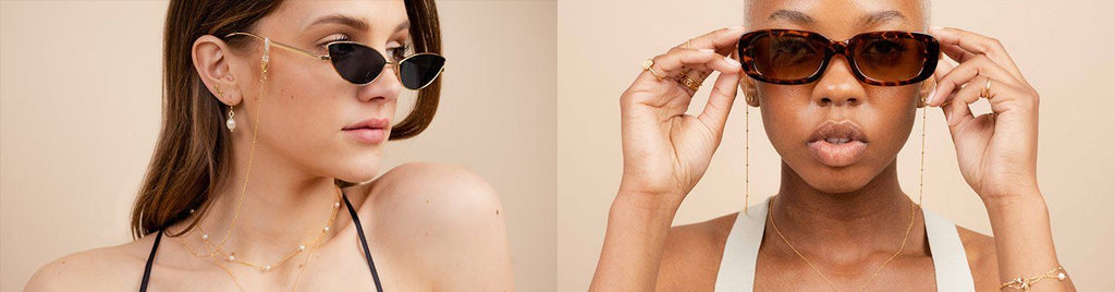 Dainty gold eyewear chains perfect for Summer made by Katie Dean Jewelry