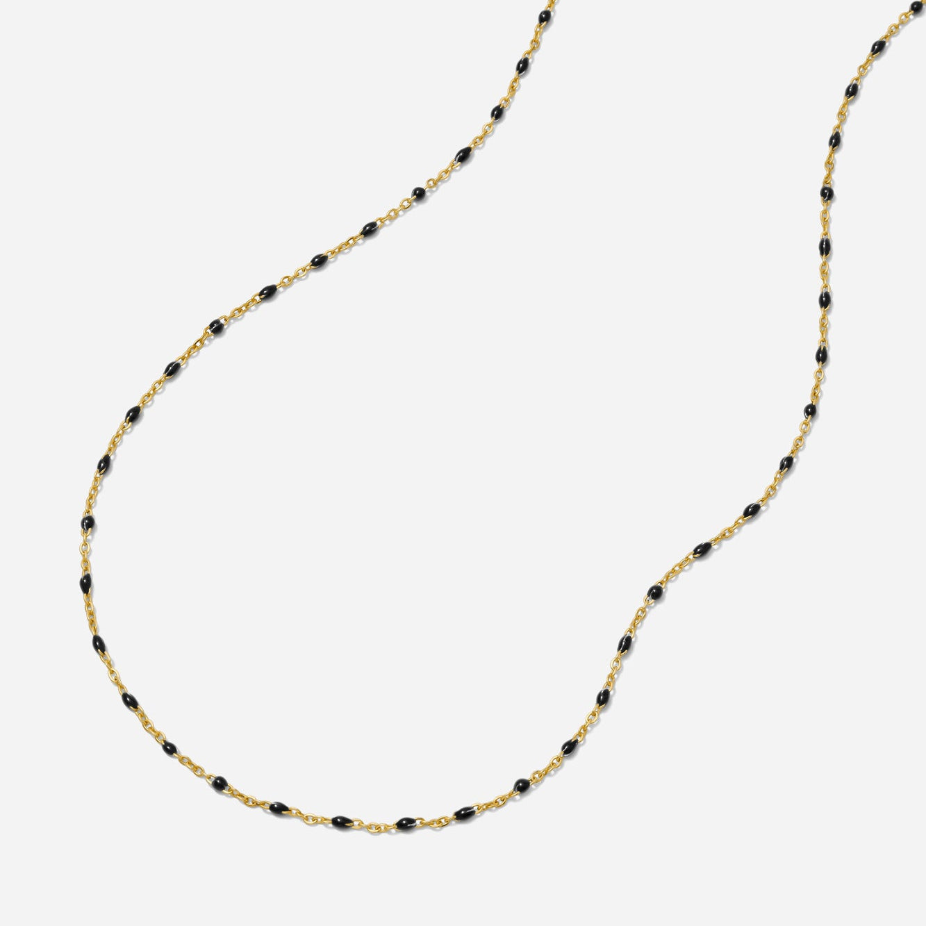 Black: Gold enamel chain necklace with Black enamel beads made by Katie Dean Jewelry