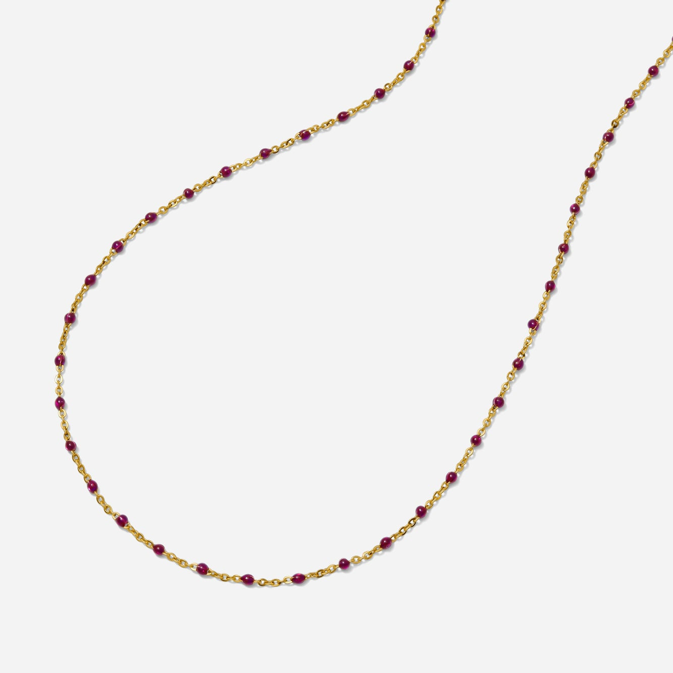 Dark Amethyst: Gold enamel chain necklace with dark amethyst enamel beads made by Katie Dean Jewelry