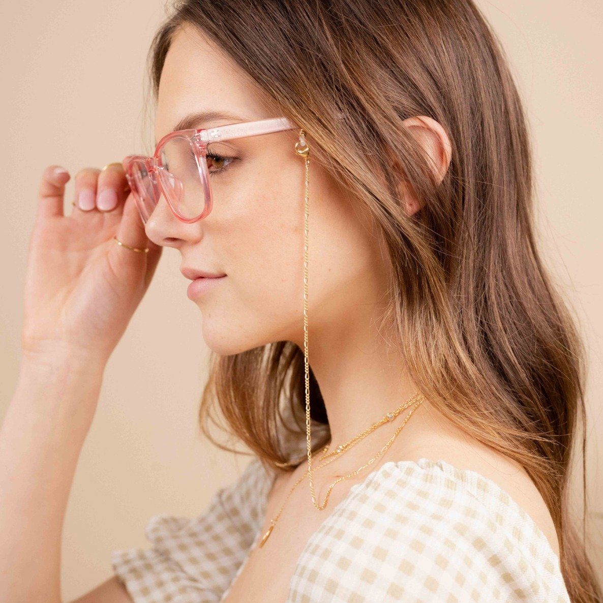 Gold Figaro Eyeglass Chain by Katie Dean Jewelry