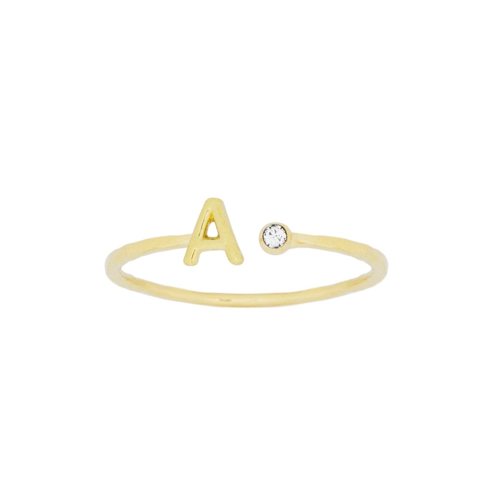 A_Katie_Dean_Initial_Ring_made in America, delicate adjustable stacking ring