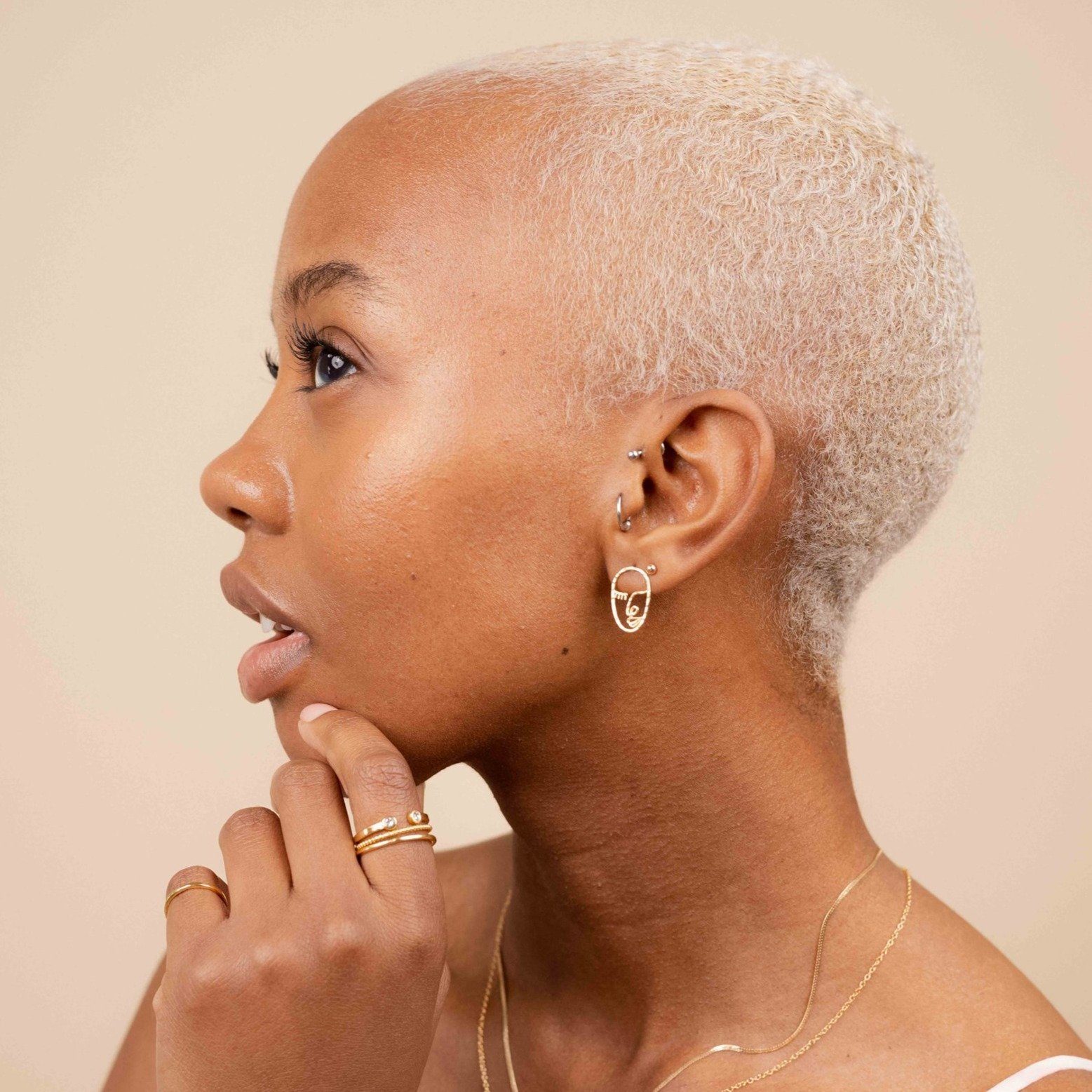 Artist Face Studs by Katie Dean Jewelry, made in America, dainty gold hypoallergenic