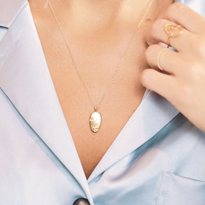 Artist Face Necklace handmade by Katie Dean Jewelry. Inspired by Matisse and Picasso.