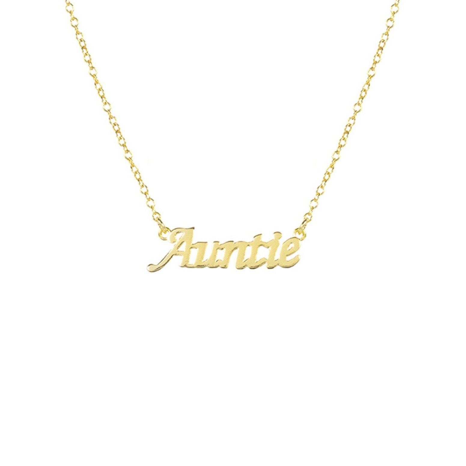 Dainty gold minimal Auntie Necklace, handmade in America by Katie Dean Jewelry