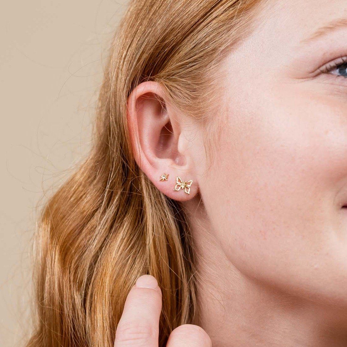 Little Dipper Stud Earrings and Butterfly Stud Earrings, handmade in America_Katie Dean Jewelry