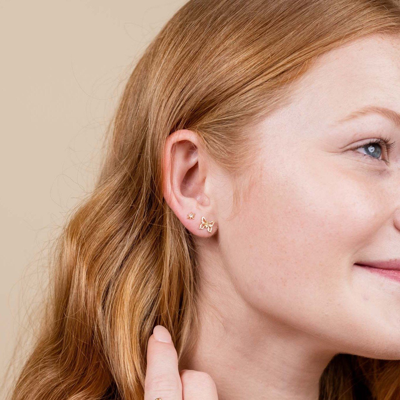 Little Dipper Stud Earrings and Butterfly Stud Earrings, handmade in America_Katie Dean Jewelry