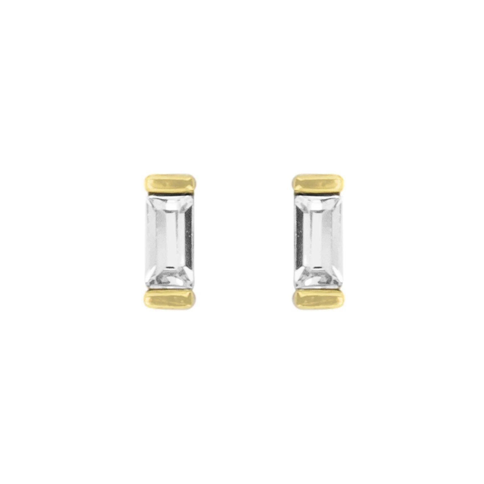 The Baguette Studs, a beautiful, classic pair of earrings that you'll never want to take off. Handmade in America by Katie Dean Jewelry. Nickel free and hypoallergenic.