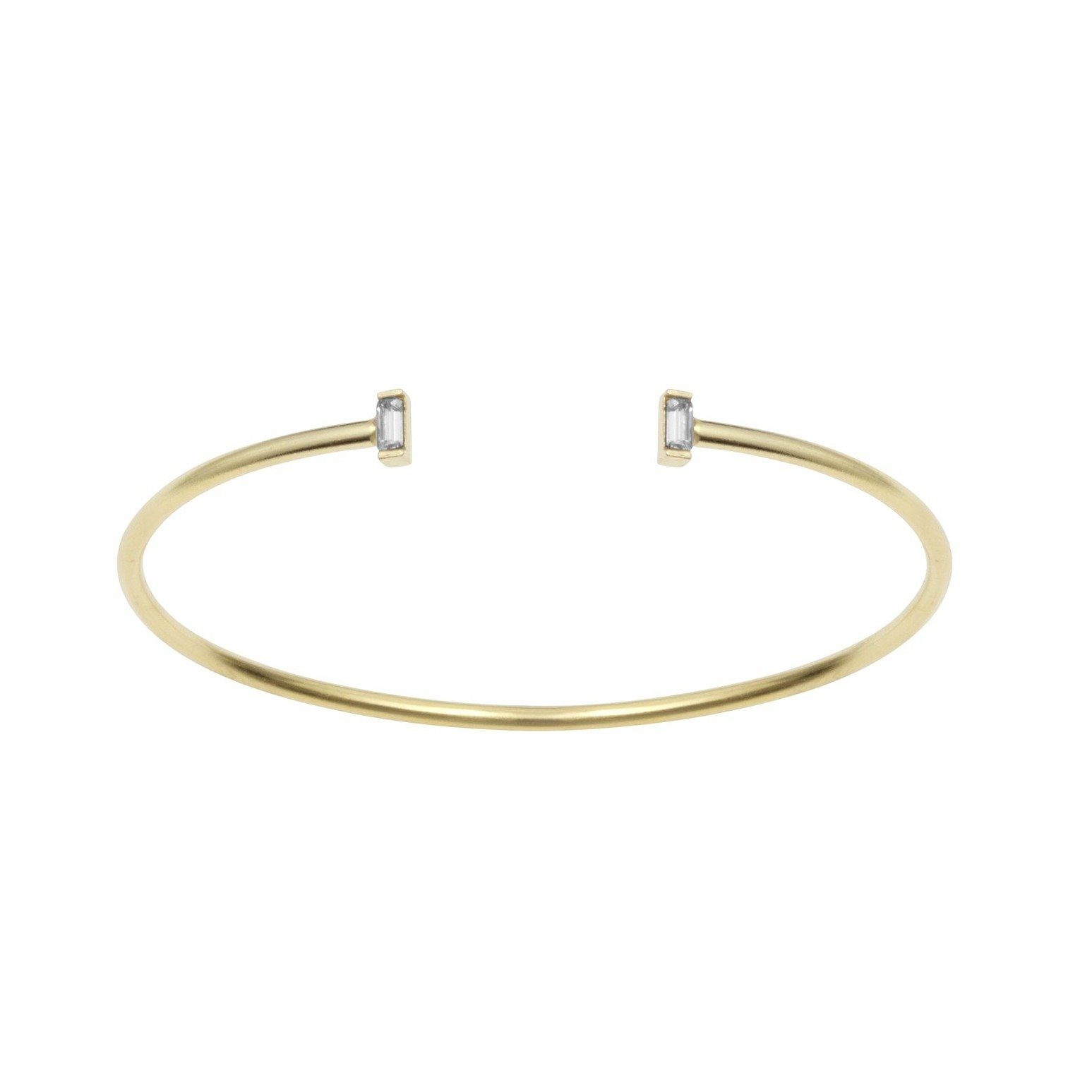 Baguette Cuff, gold with Swarovski Crystals, shown on a white background made by Katie Dean Jewelry