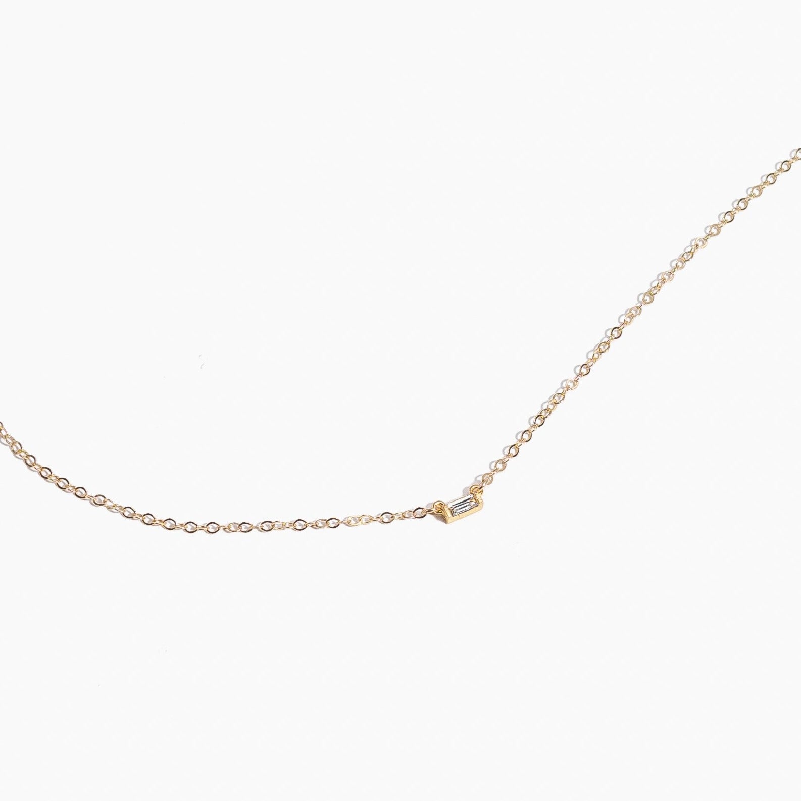 Gold Baguette Necklace by Katie Dean Jewelry, made in America, perfect for the dainty minimal jewelry lovers