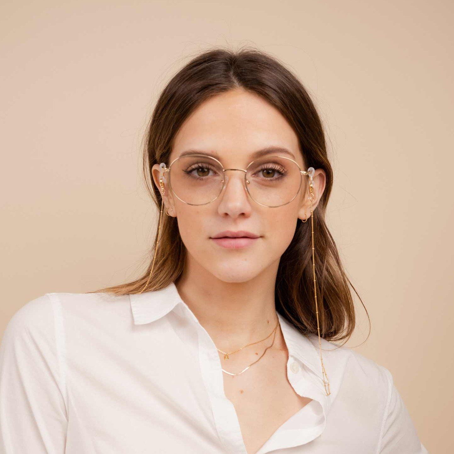 Gold Beaded Eyewear Chain by Katie Dean Jewelry