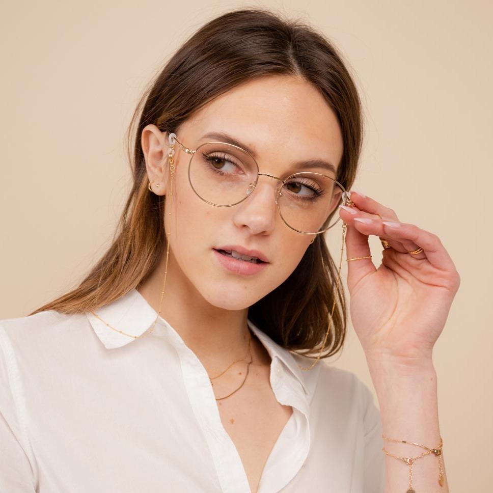 Gold Beaded Eyewear Chain by Katie Dean Jewelry