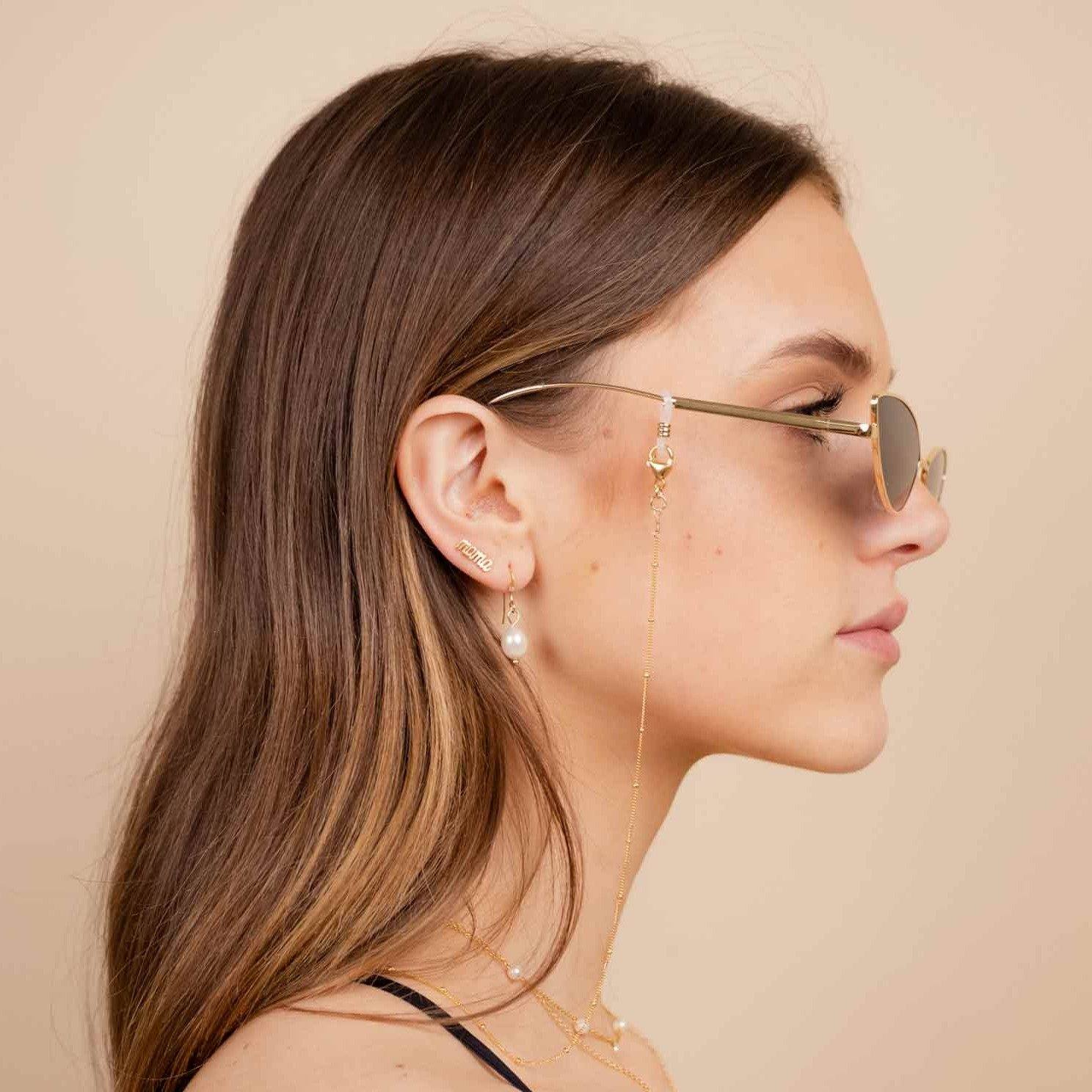 Gold Beaded Eyewear Chain by Katie Dean Jewelry