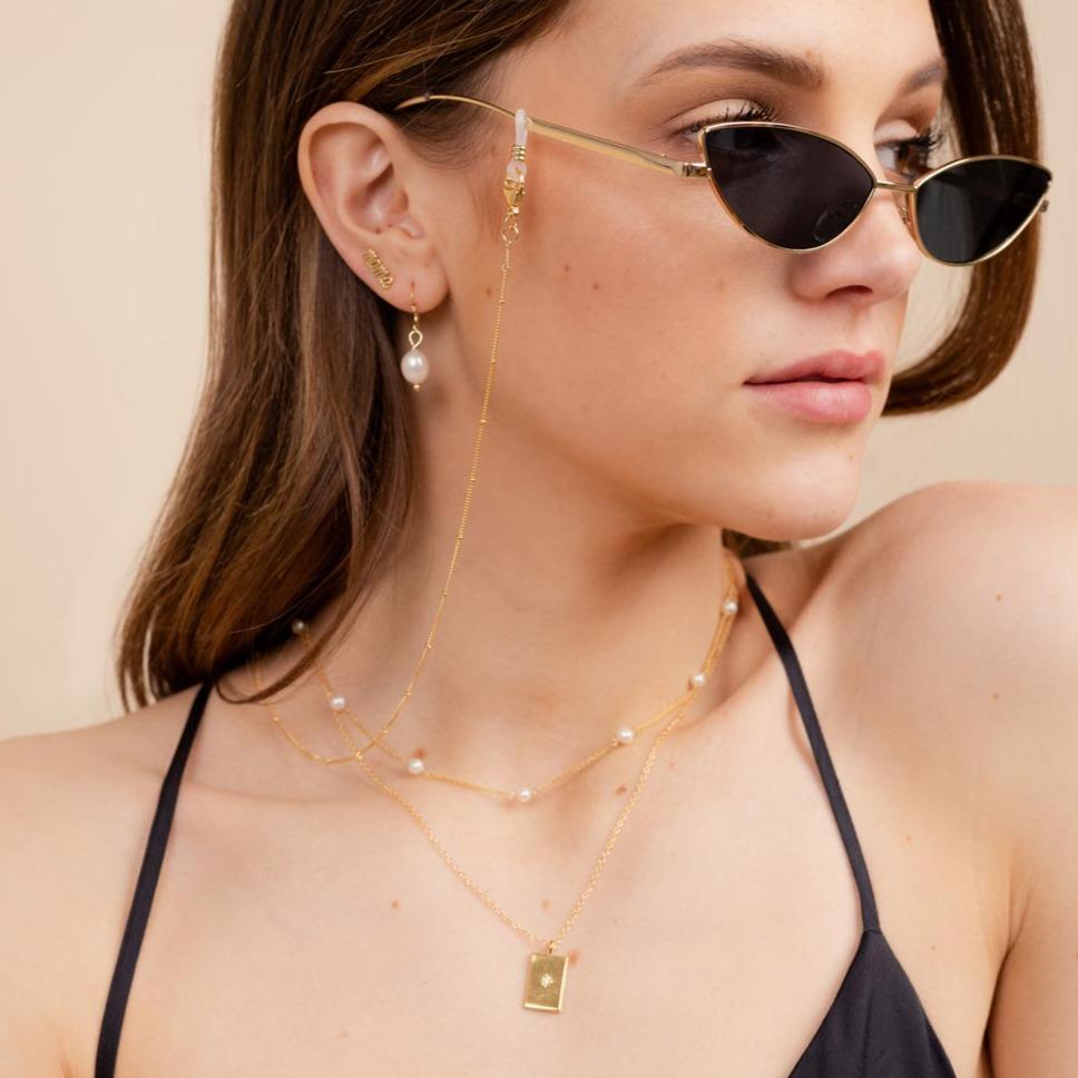 Gold Beaded Eyewear Chain by Katie Dean Jewelry