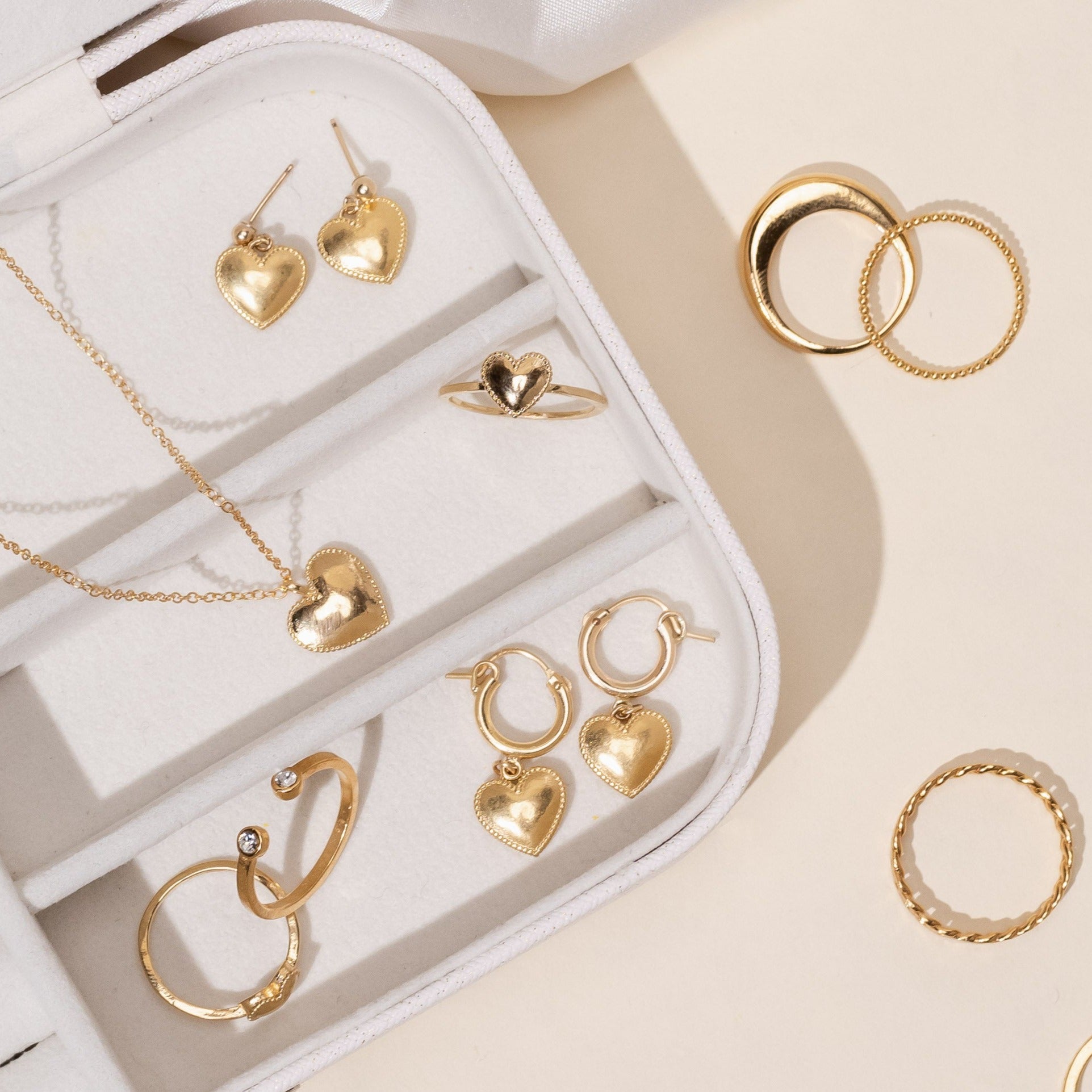 Beaded Heart Necklace_dainty minimal heart necklace_handmade in America by Katie Dean Jewelry