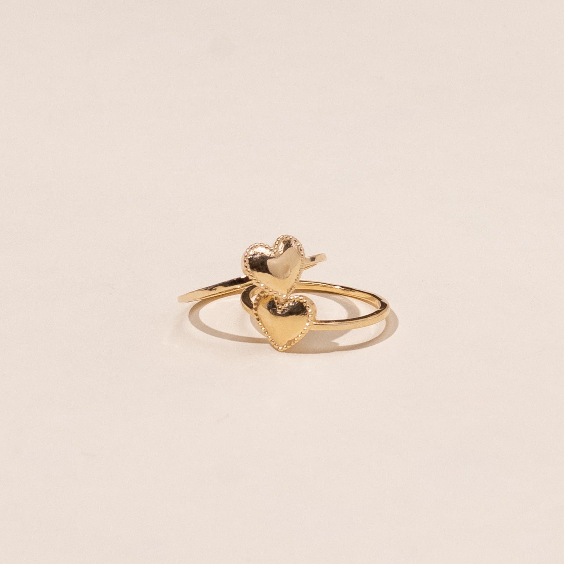 Beaded Heart Ring_dainty minimal stacking ring_handmade in America by Katie Dean Jewelry