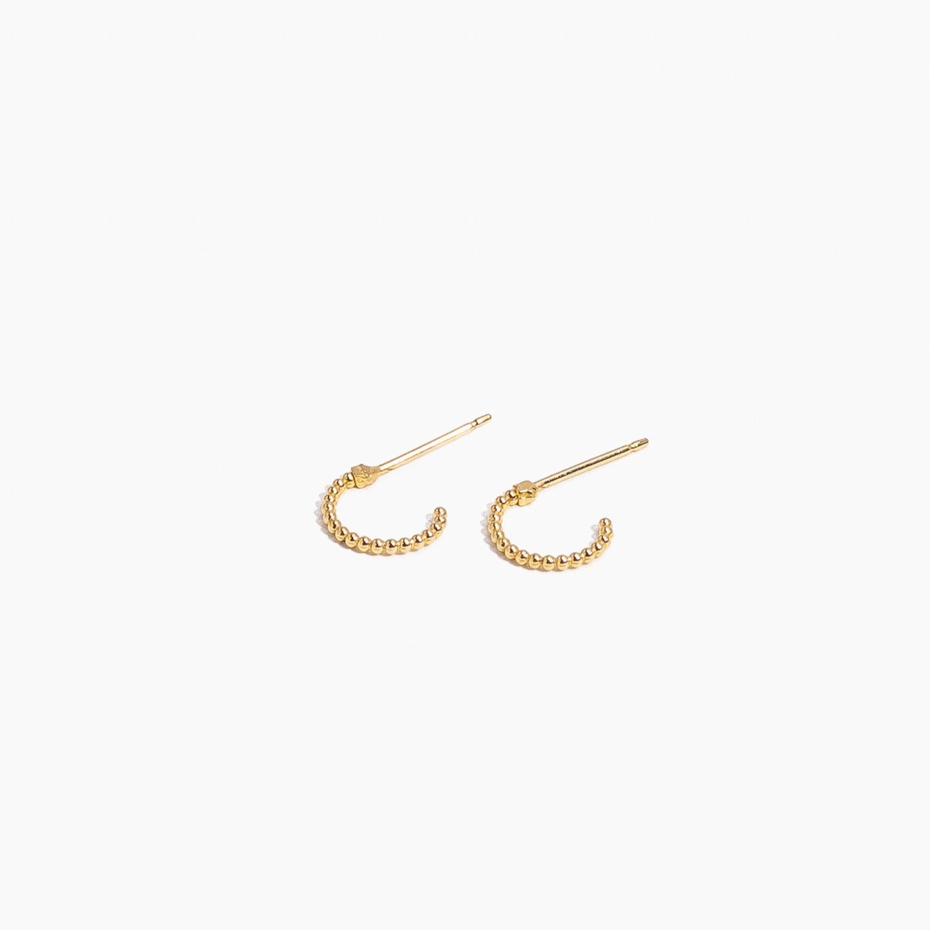 Beaded Hoop Studs, dainty hypoallergenic earrings perfect for the minimalist and made in America by Katie Dean Jewelry