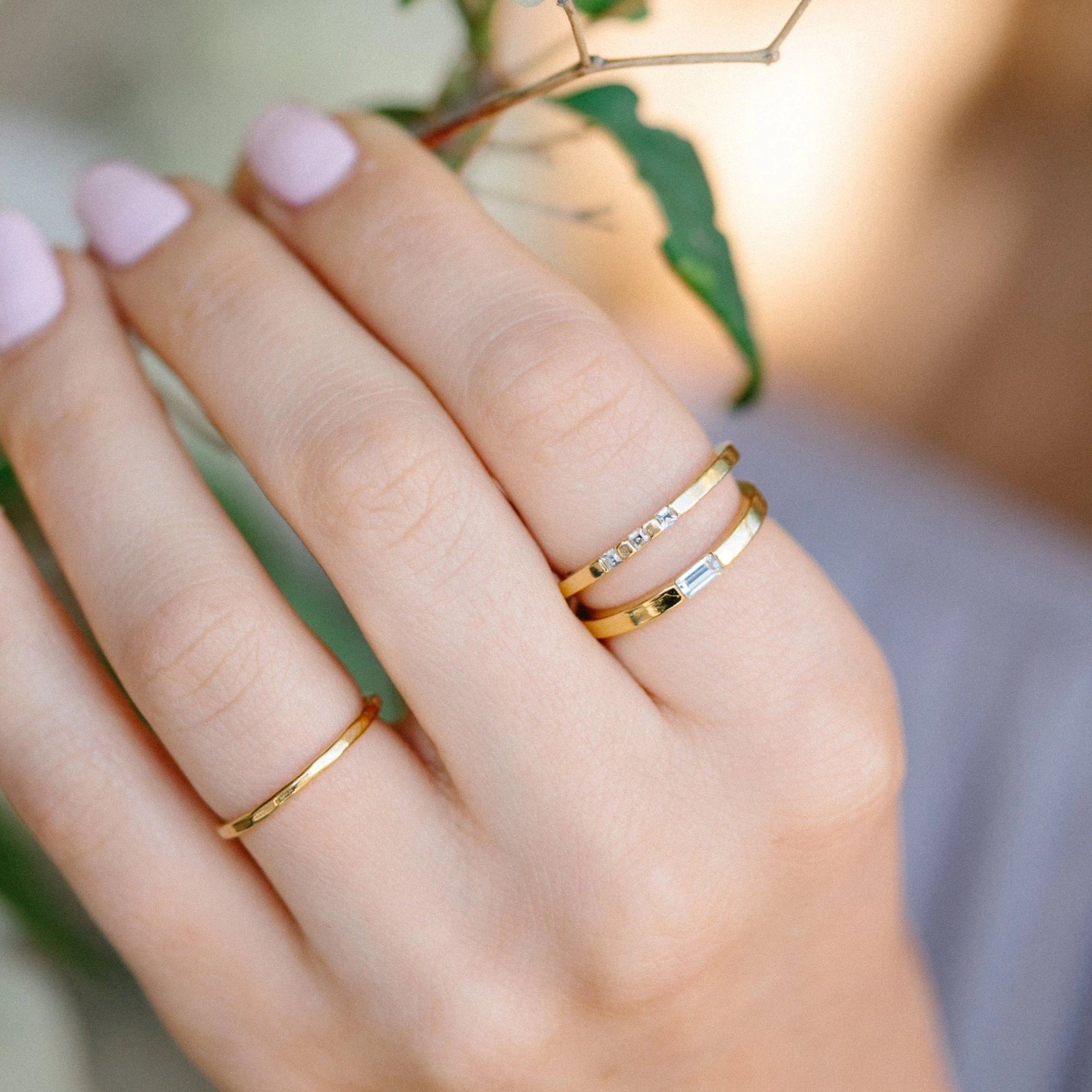 The Baguette Ring, a beautiful classic piece to add to your everyday rings. Handmade in California by Katie Dean Jewelry.