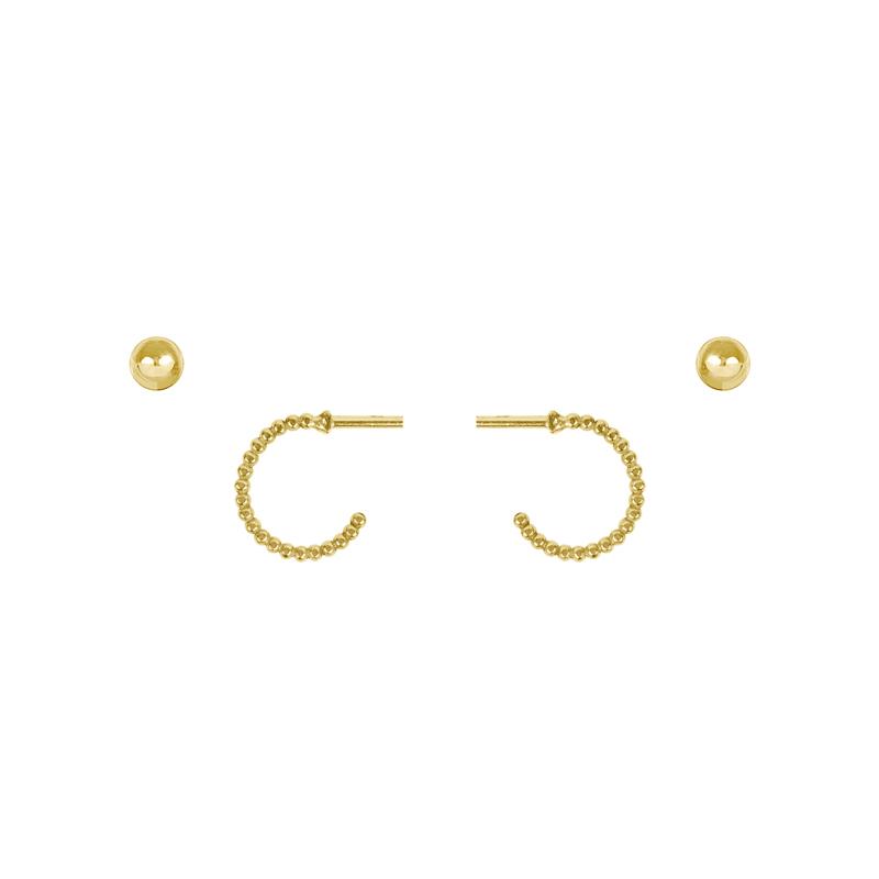 The Beaded Hoop Studs and Beaded Studs are a beautiful, classic set of earrings that you'll never want to take off. Handmade in California by Katie Dean Jewelry. Nickel free and hypoallergenic.