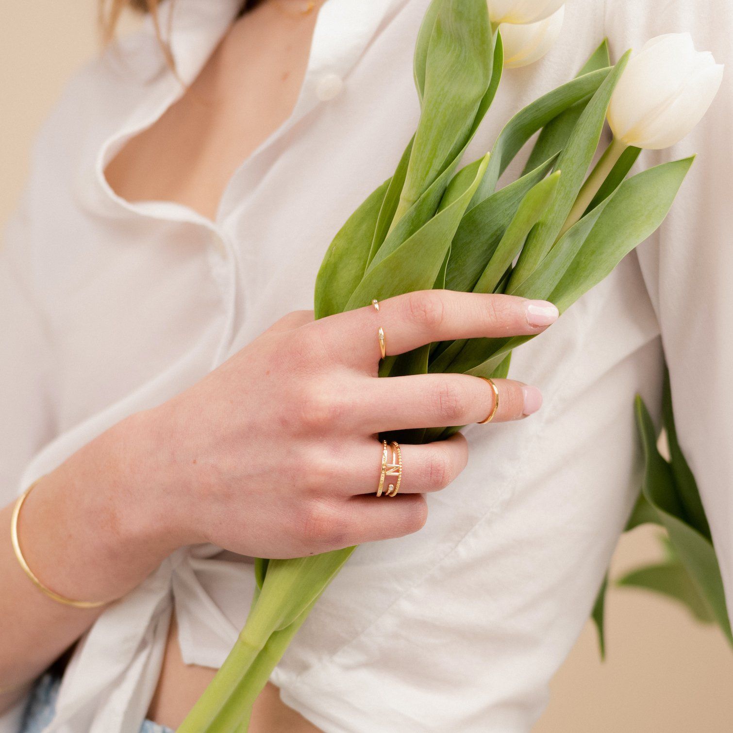 Claw Ring, Dotted Ring, Initial Ring, Beaded Ring, Katie Dean Jewelry