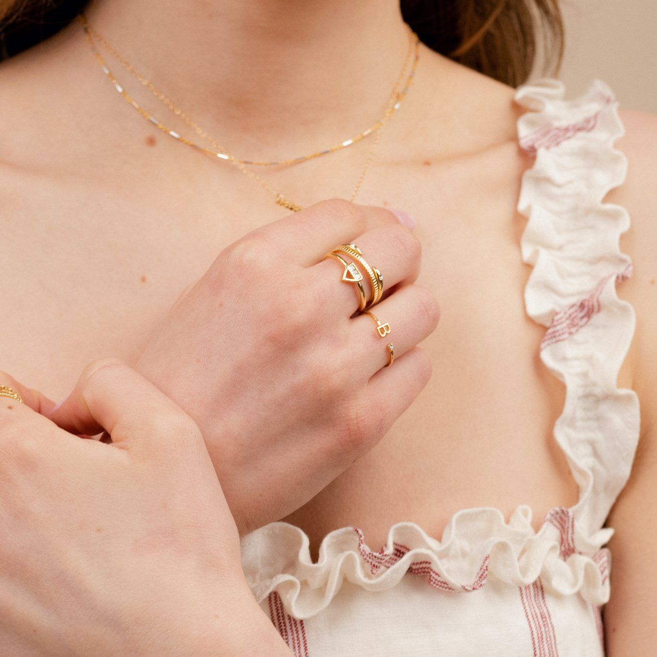 Love Triangle Ring, Claw Ring, Coin Ring, Initial Ring, handmade in America, Katie Dean Jewelry