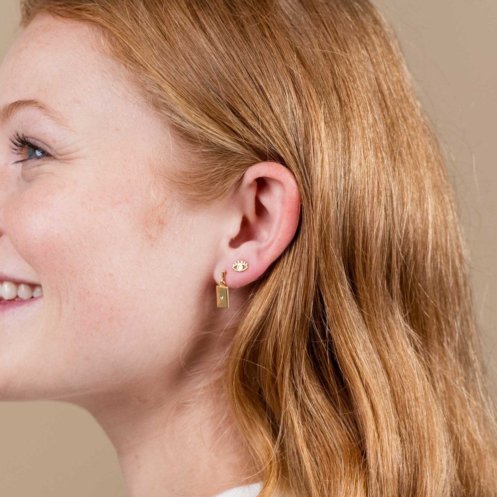 Dainty gold Evil Eye Studs_Katie Dean Jewelry_Handmade in America