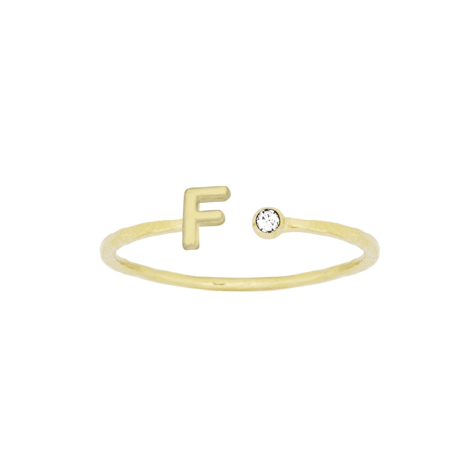 Dainty Gold Initial Ring handmade in America by Katie Dean Jewelry, stacking minimalist ring.
