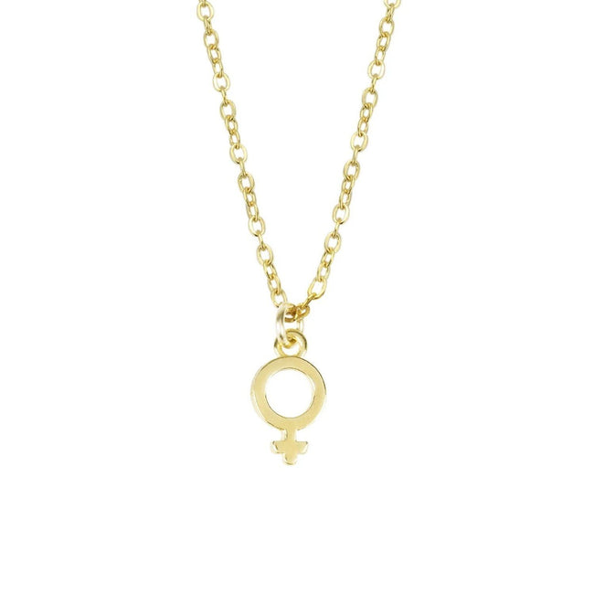 Wear it loud and proud! The Female Symbol Necklace was inspired by all the support and help that Katie has received from the leading ladies in her life. When you wear this necklace, we hope you feel empowered and ready to be the lady boss that you are.  Handmade in California by Katie Dean Jewelry.