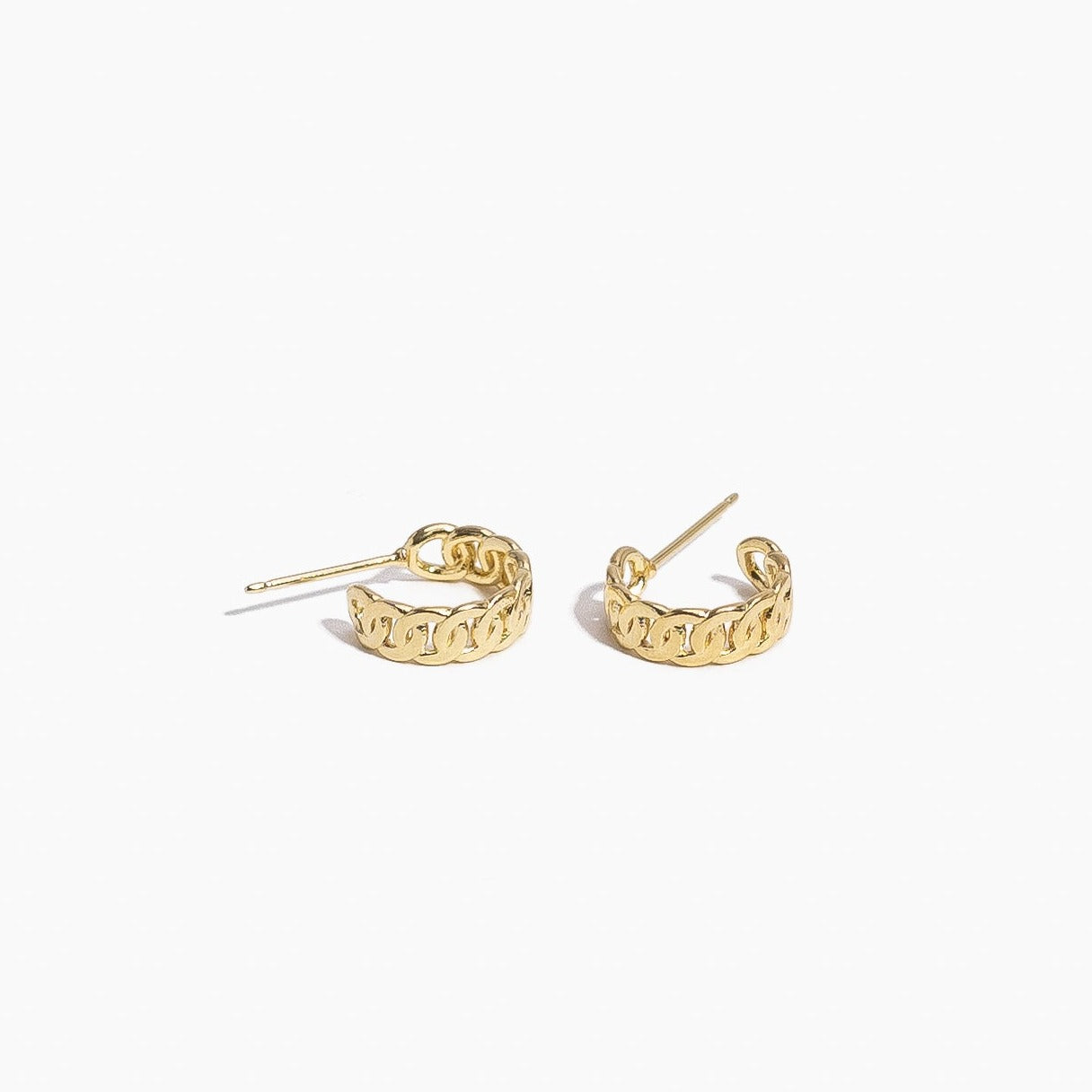 Figaro Chain Hoop Studs, dainty hypoallergenic earrings perfect for the minimalist and made in America by Katie Dean Jewelry