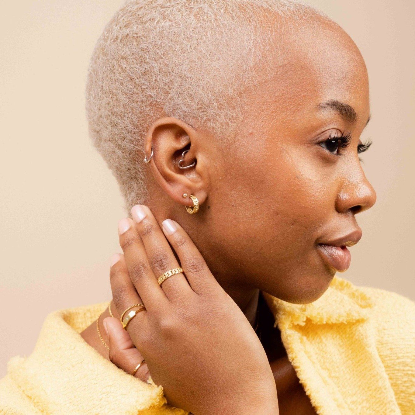 Figaro Chain Ring, Rectangle Ring, Hammered Band Ring, Figaro Chain Hoops