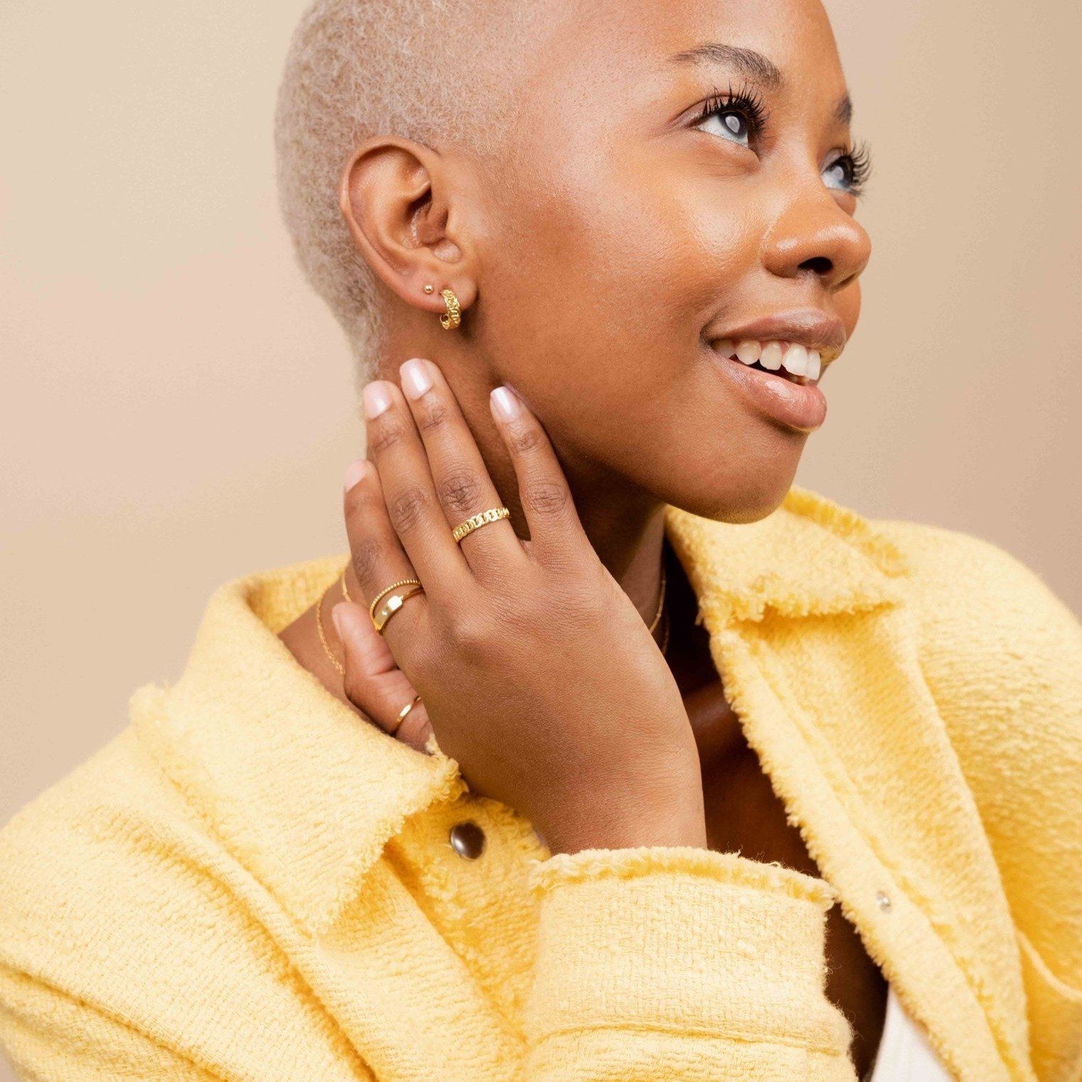 Figaro Chain Ring, Rectangle Ring, Hammered Band Ring, Figaro Chain Hoops