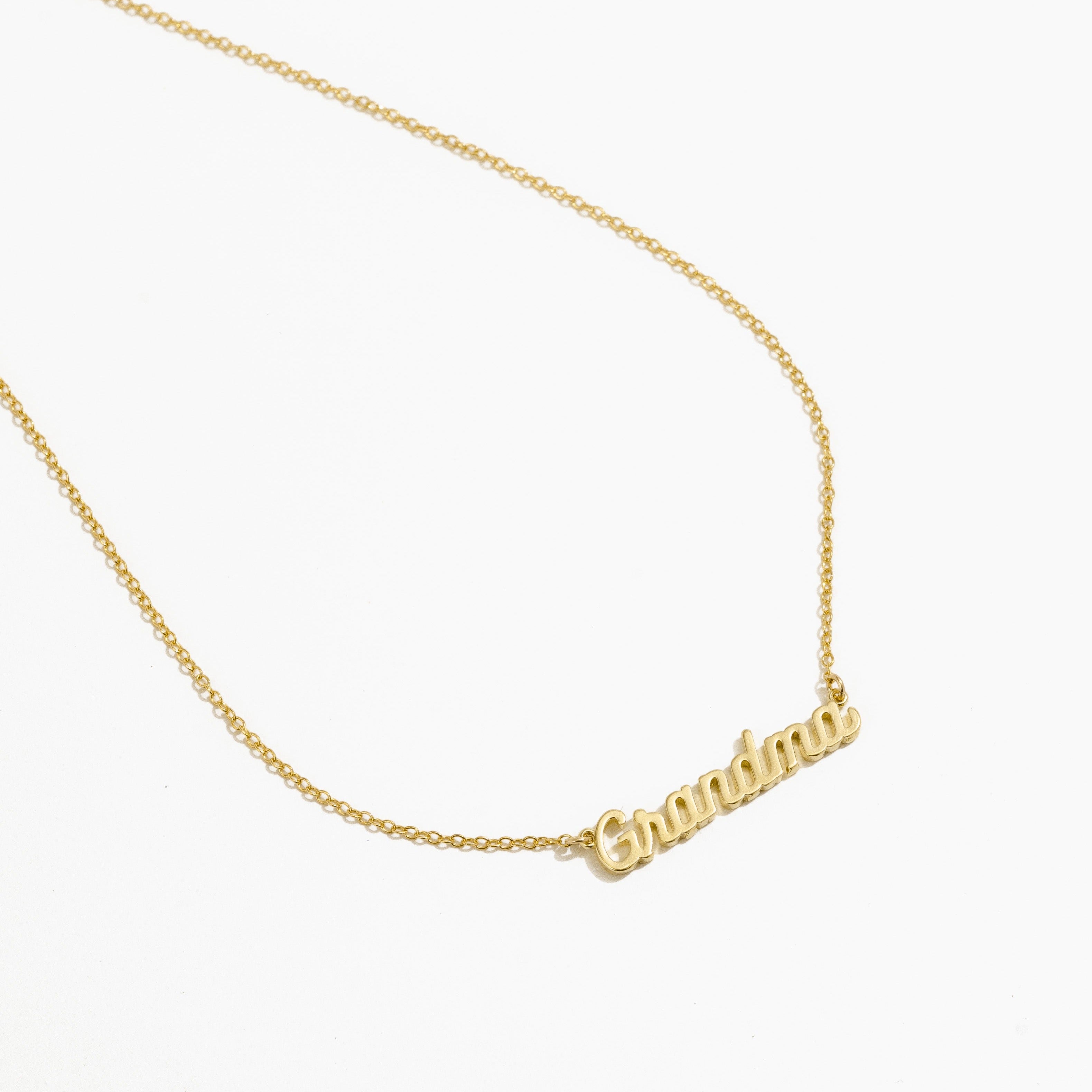 Dainty gold Grandma Necklace, made in America by Katie Dean Jewelry