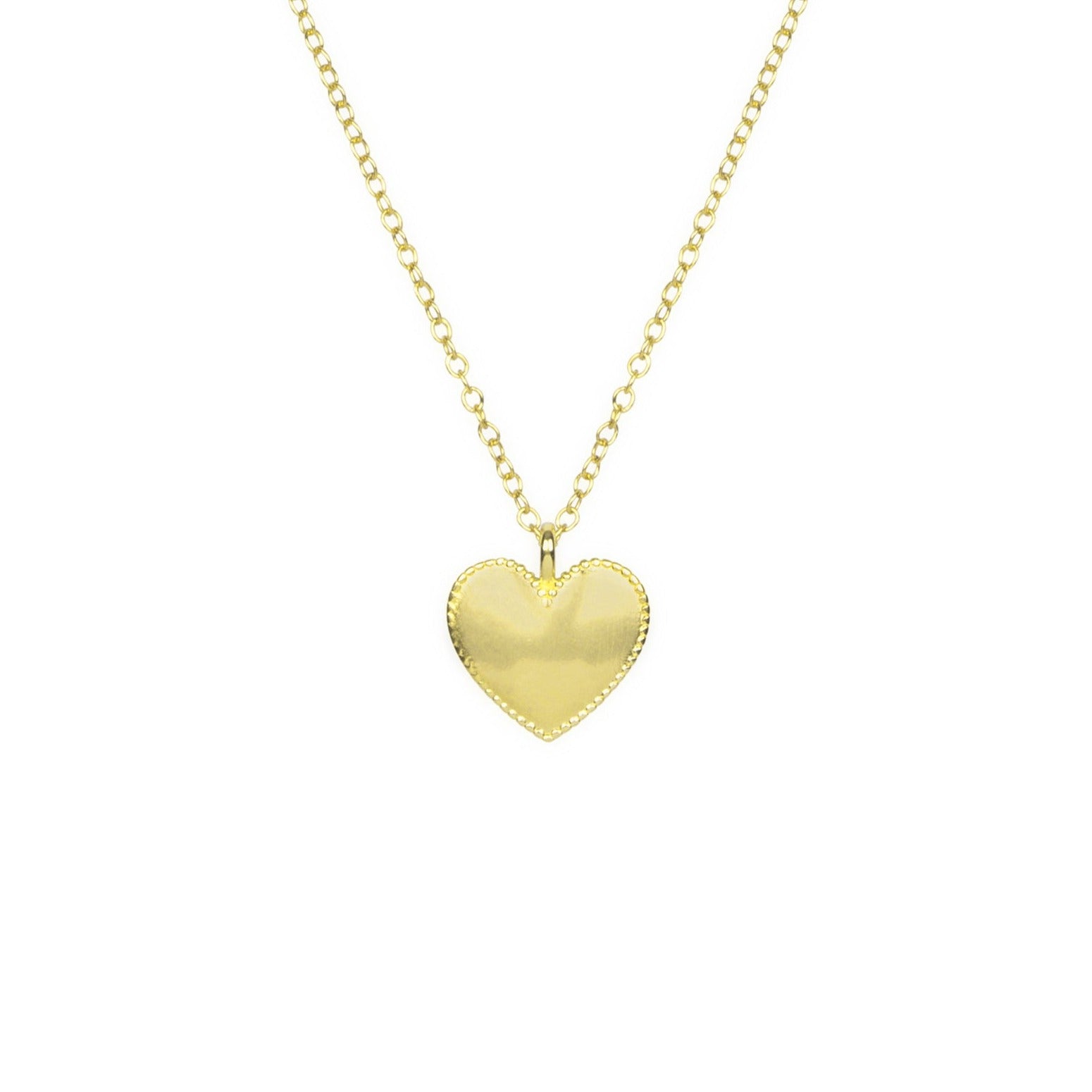Gold Beaded Heart Necklace by Katie Dean Jewelry, made in America, perfect for the dainty minimal jewelry lovers