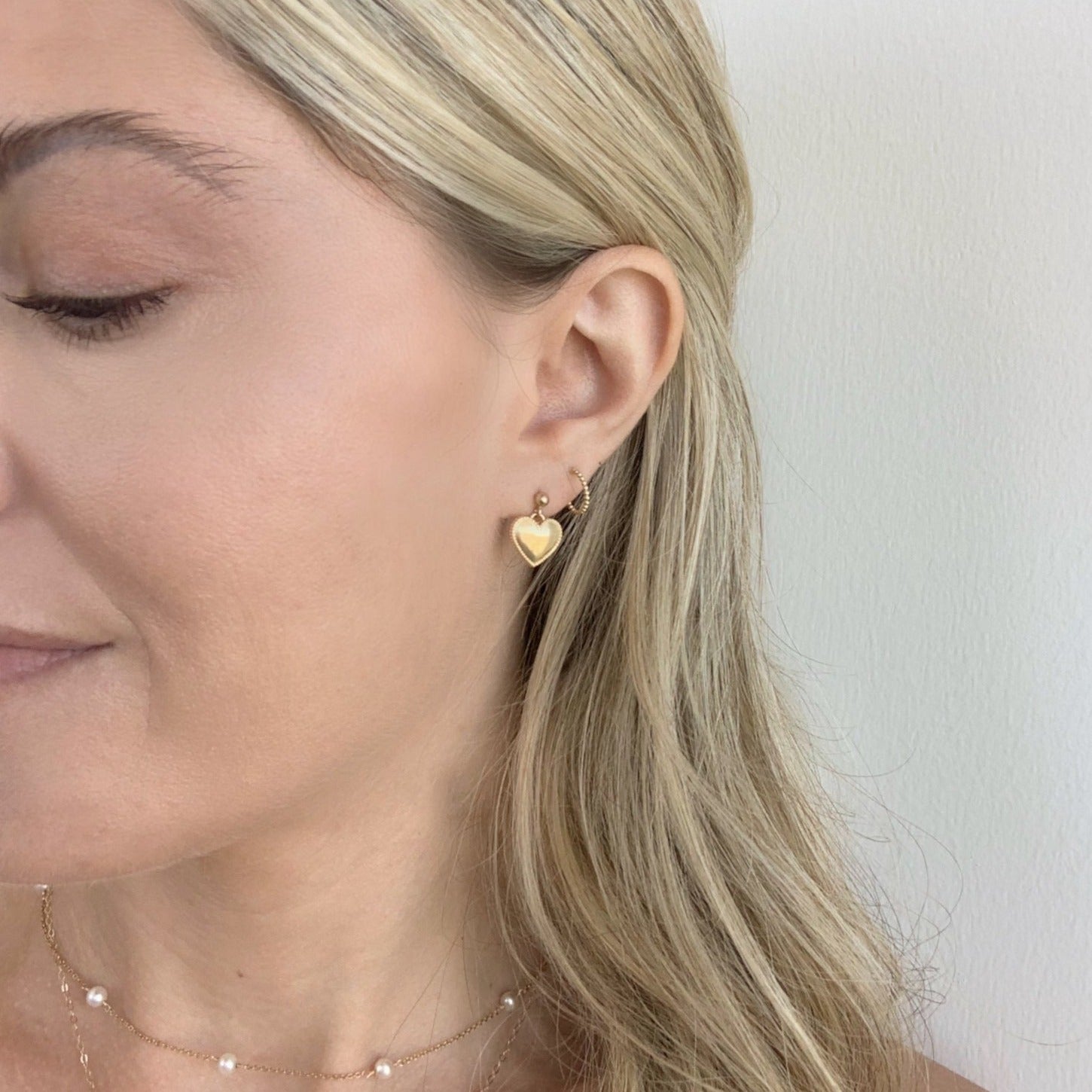 Heart Studs hand crafted by Katie Dean Jewelry in America, dainty, gold and hypoallergenic.