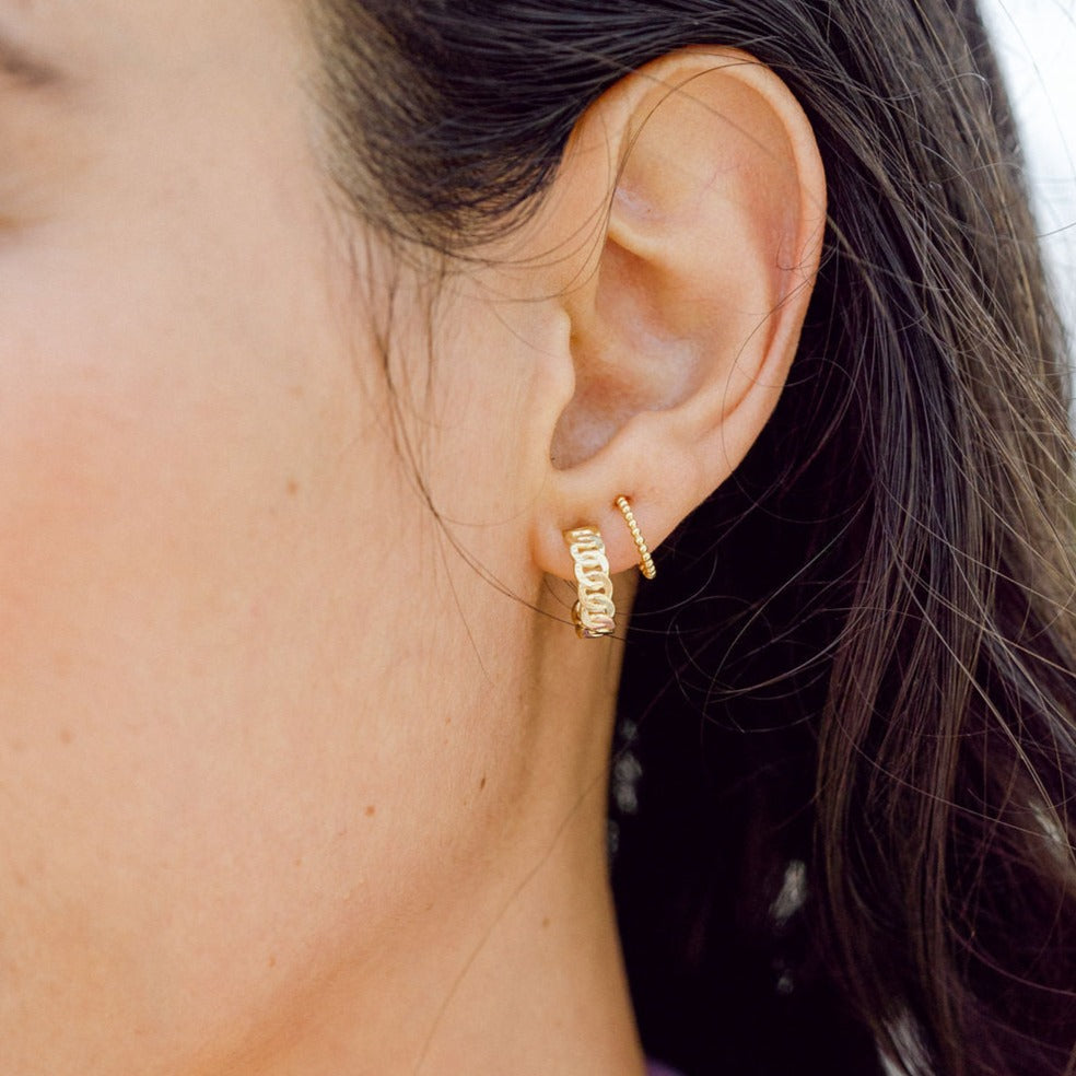 Hoop Earring Set_Beaded Hoops_Figaro Chain Hoops_Katie Dean Jewelry_dainty hypoallergenic earrings