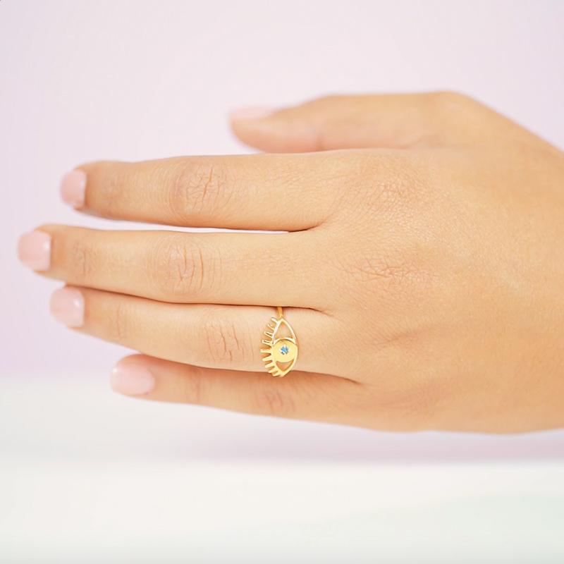 Keeping all bad juju away from you! Let this pretty Evil Eye Ring protect you from bad vibes and spread the love to one and all. Handmade in California by Katie Dean Jewelry.