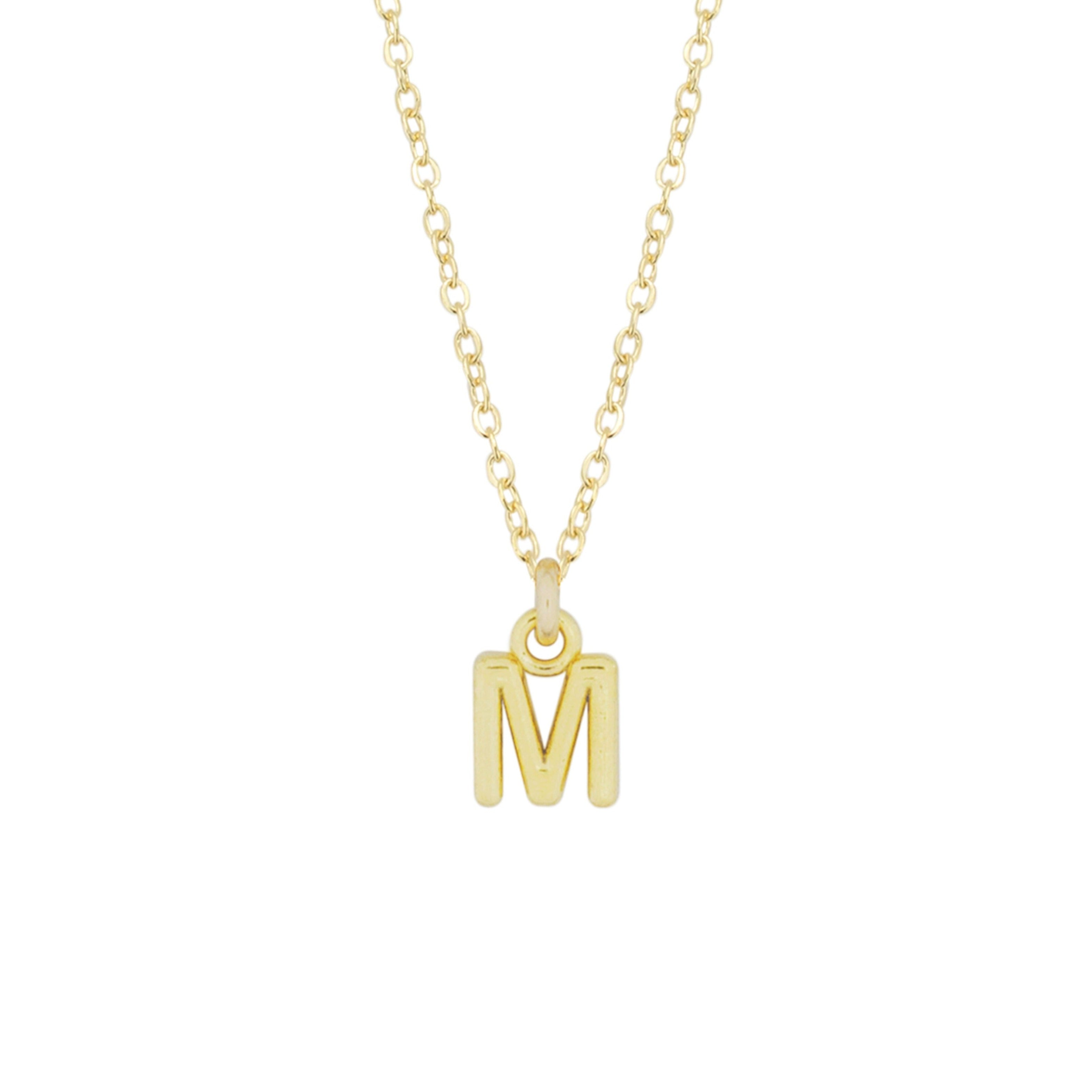 M Gold Initial Necklace by Katie Dean Jewelry, made in America, perfect for the dainty minimal jewelry lovers