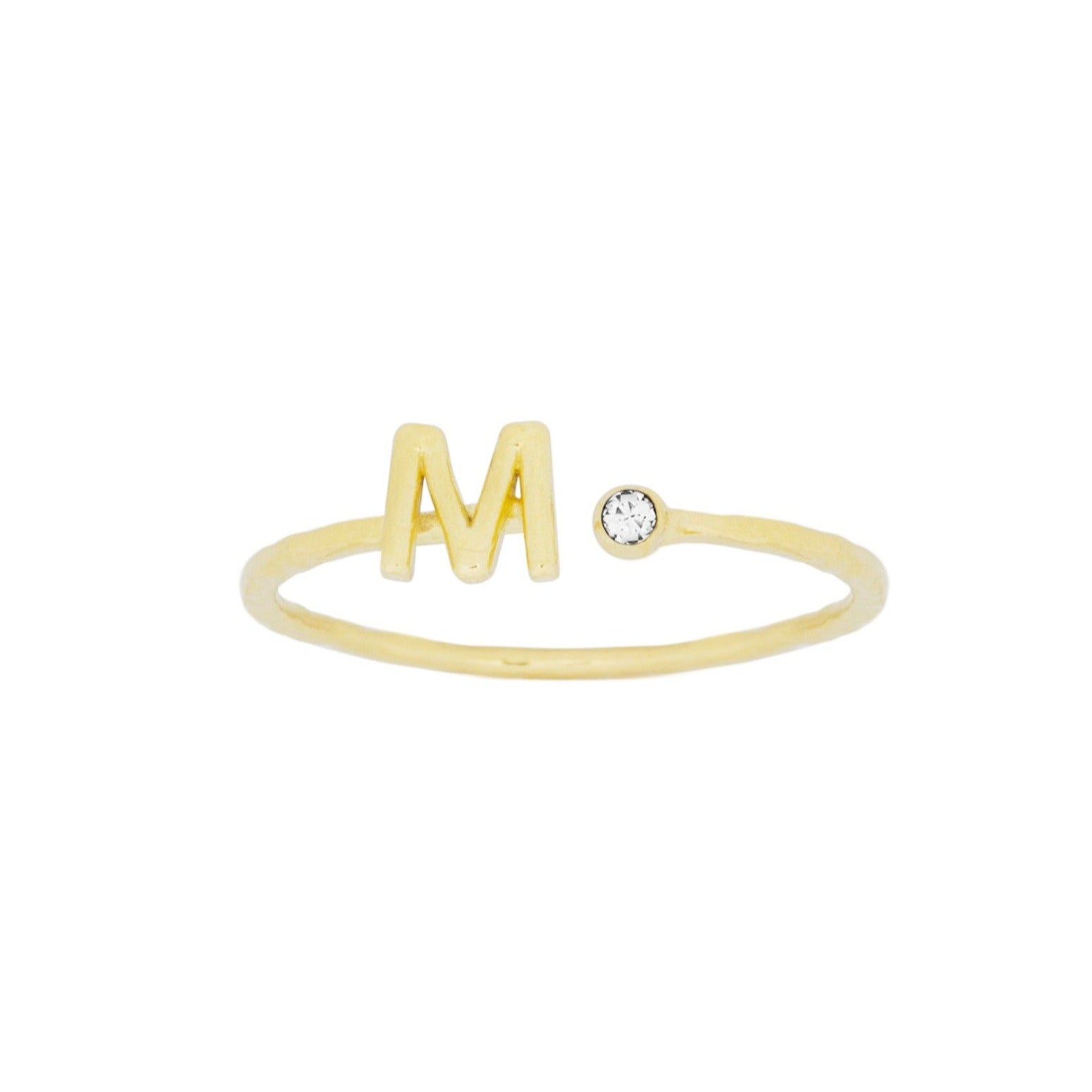 Dainty Gold Initial Ring handmade in America by Katie Dean Jewelry, stacking minimalist ring.