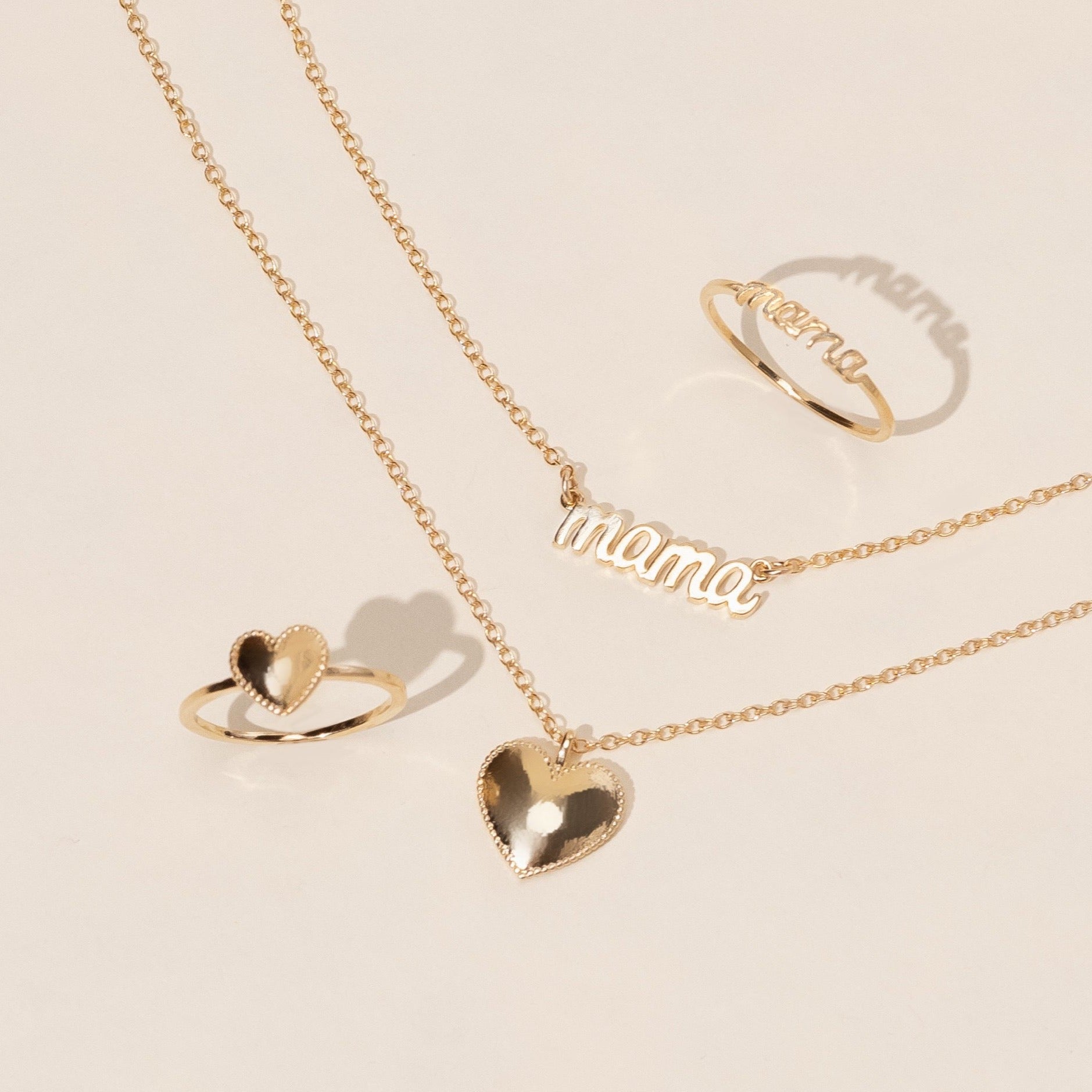 Mama Ring_Mama Necklace_Beaded Heart Ring_Beaded Heart Necklace_Handmade in America_Katie Dean Jewelry