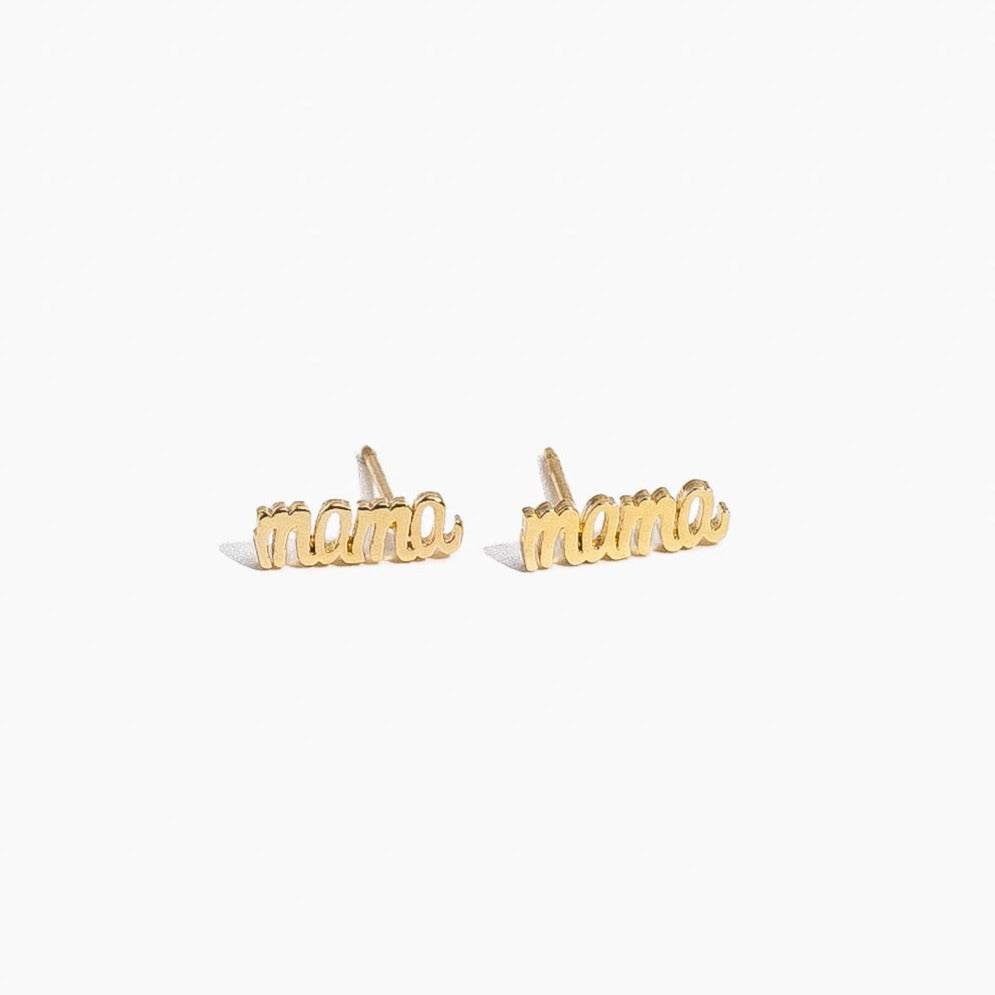 Gold Mama Studs, dainty hypoallergenic earrings by Katie Dean Jewelry, made in America, perfect for the minimal jewelry lovers