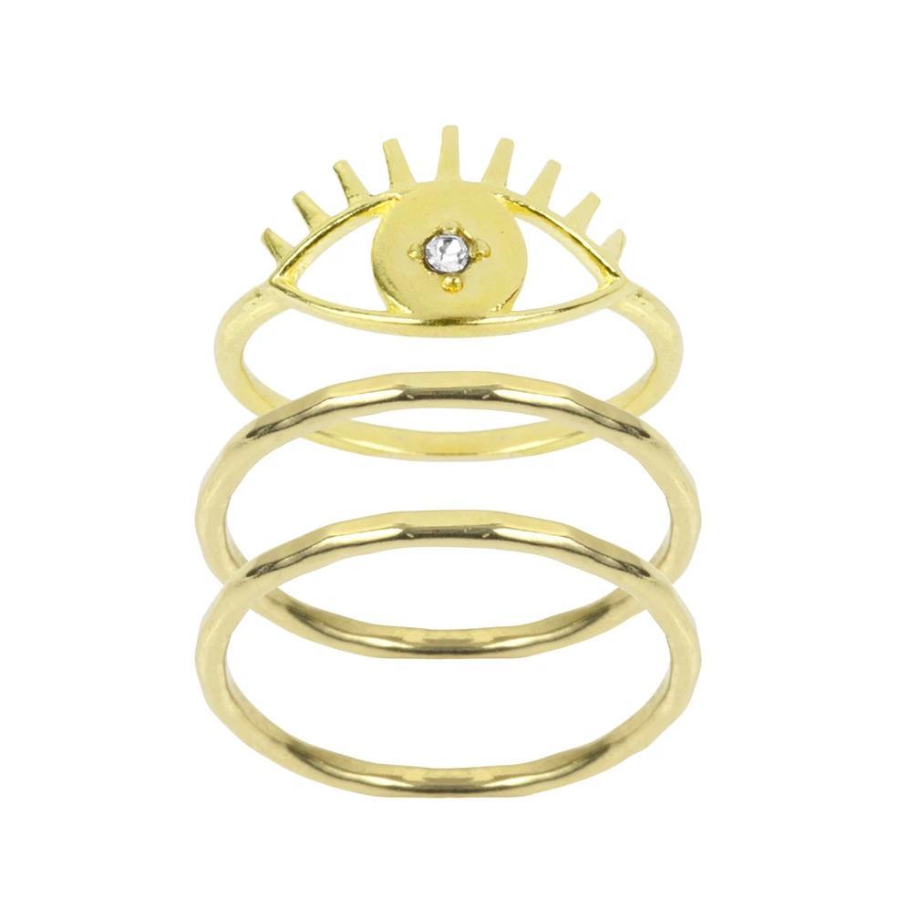 Good vibes. Lucky charm. Protector of evil spirits. No matter which way you put it, the Evil Eye Ring Stack is a good omen and carries only well wishes along with it.
