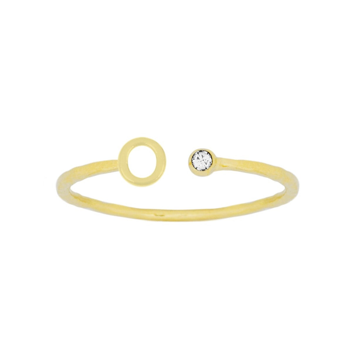 Dainty Gold Initial Ring handmade in America by Katie Dean Jewelry, stacking minimalist ring.