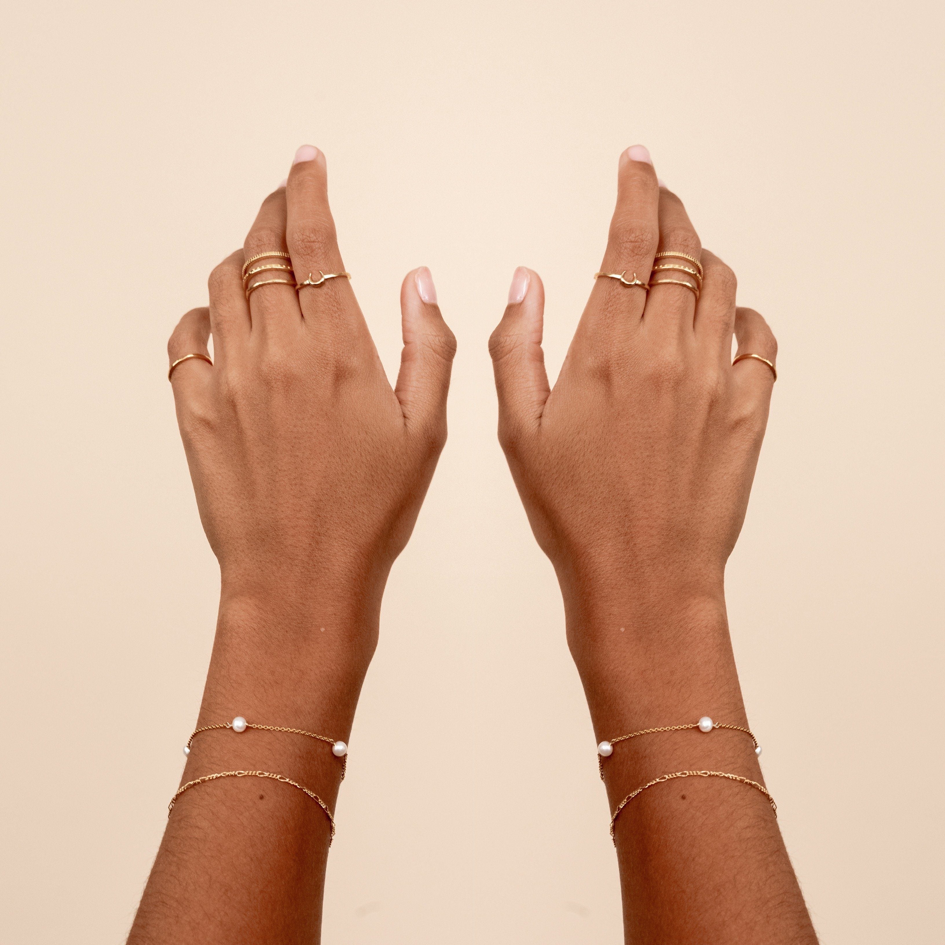 Pearl Bracelet Set, comes with one Figaro chain bracelet and one Pearl Bracelet, handmade by Katie Dean Jewelry